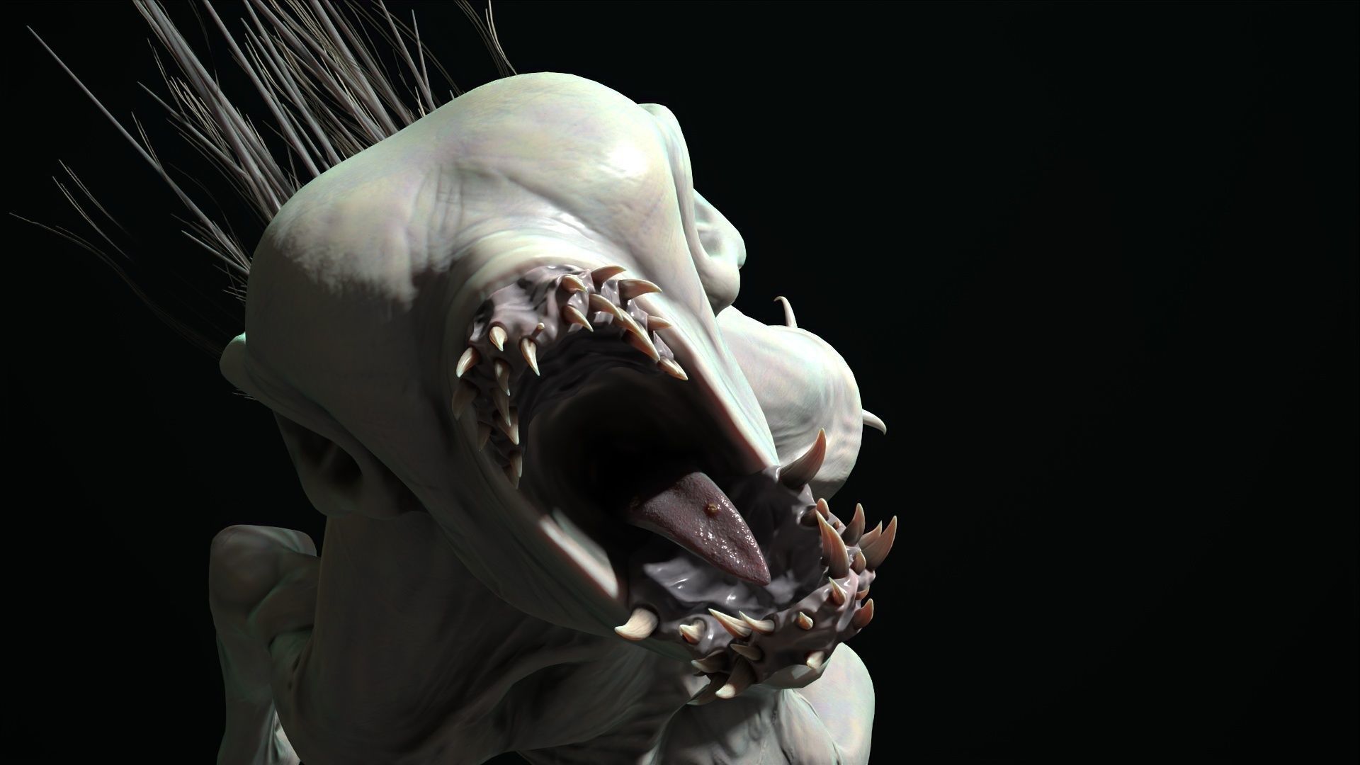 Chupacabra demon with spikes Low-poly 3D model_7