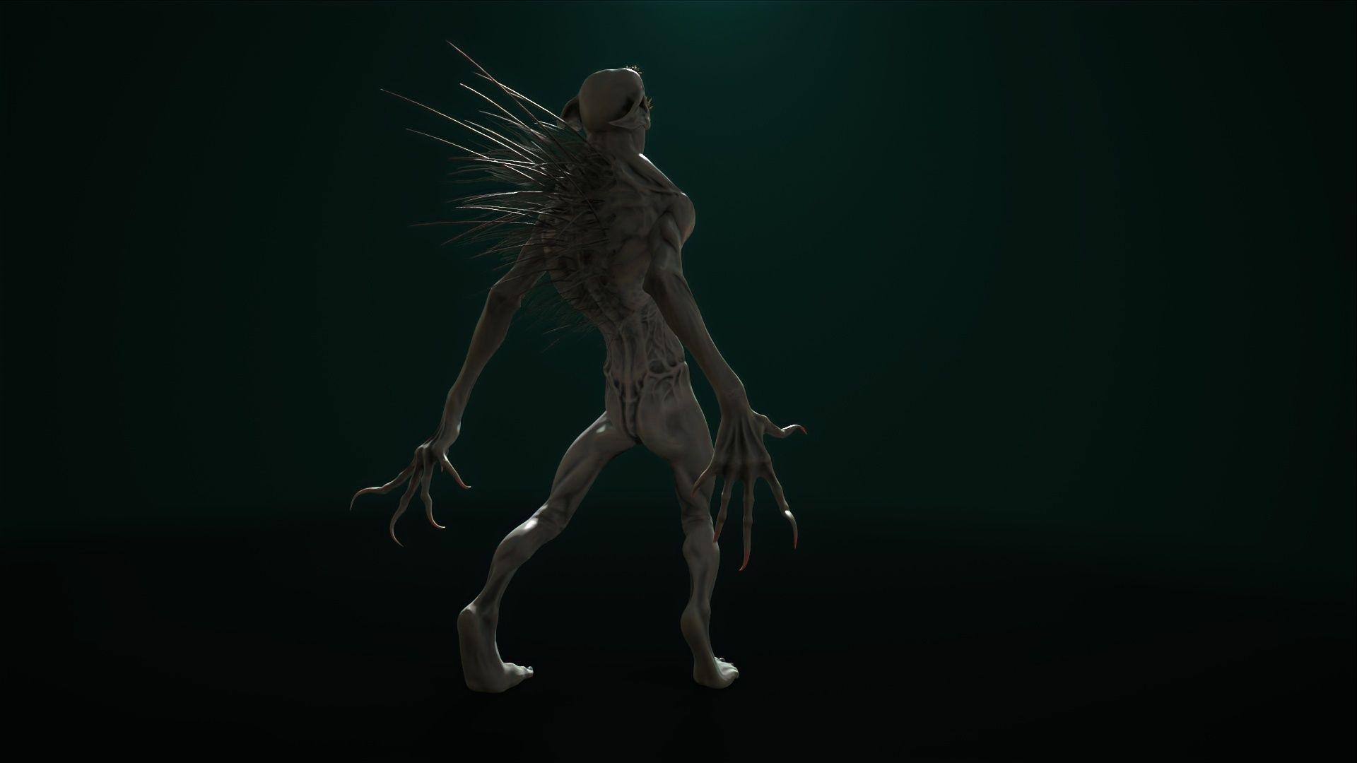 Chupacabra demon with spikes Low-poly 3D model_10