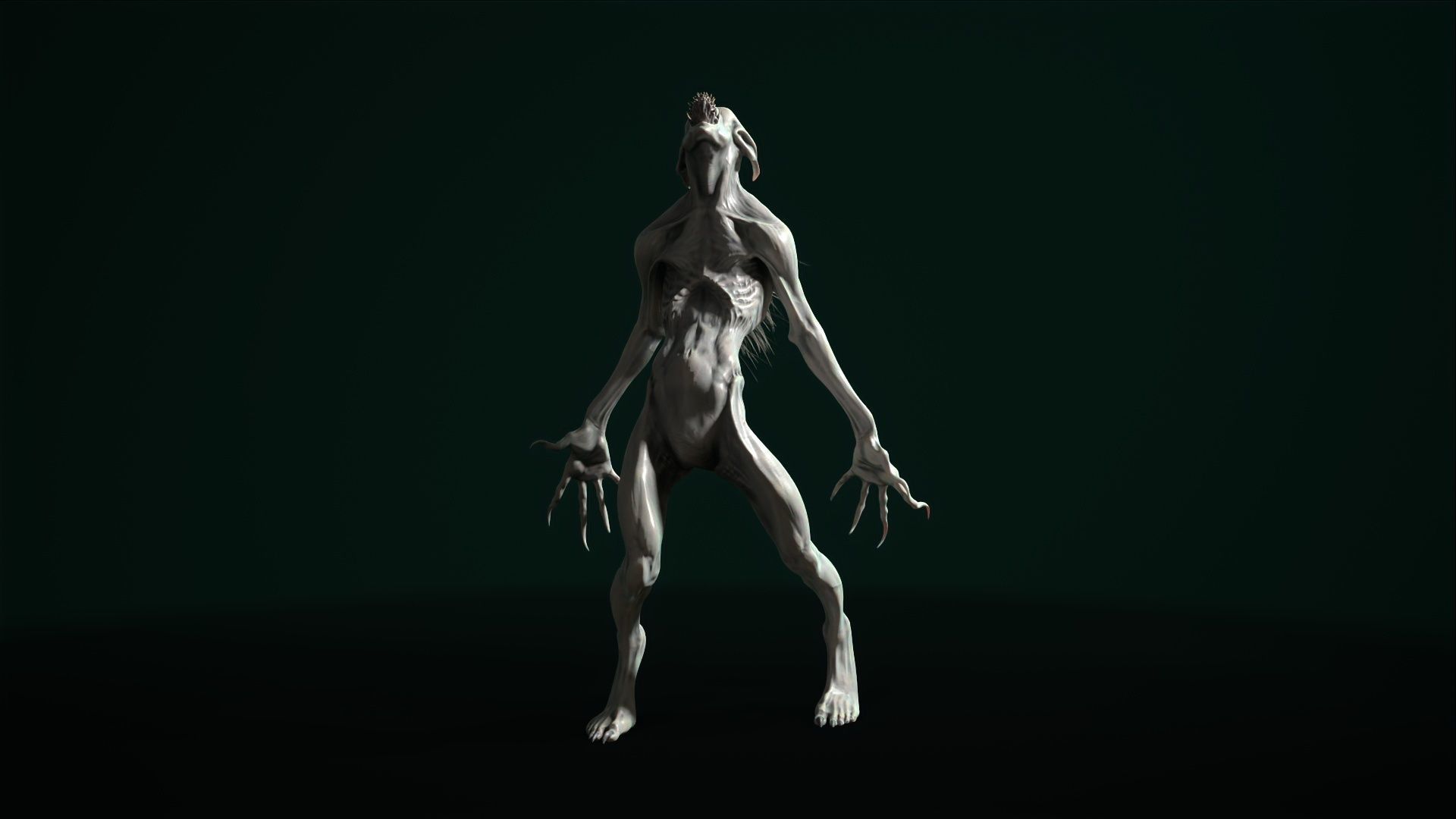 Chupacabra demon with spikes Low-poly 3D model_3