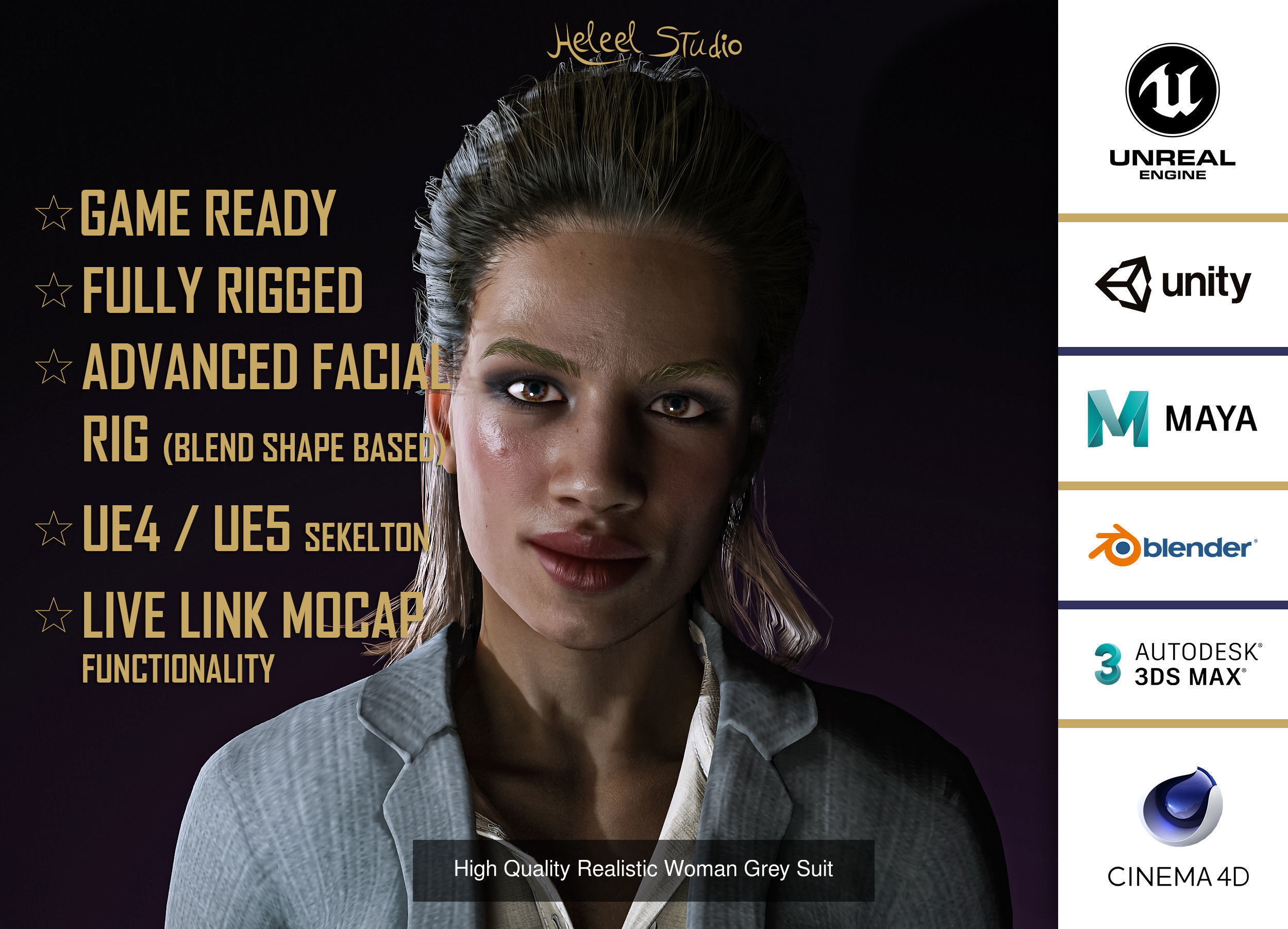 6 High Quality Realistic Woman Characters in Formal 3D Model Collection_7