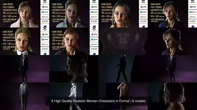 6 High Quality Realistic Woman Characters in Formal