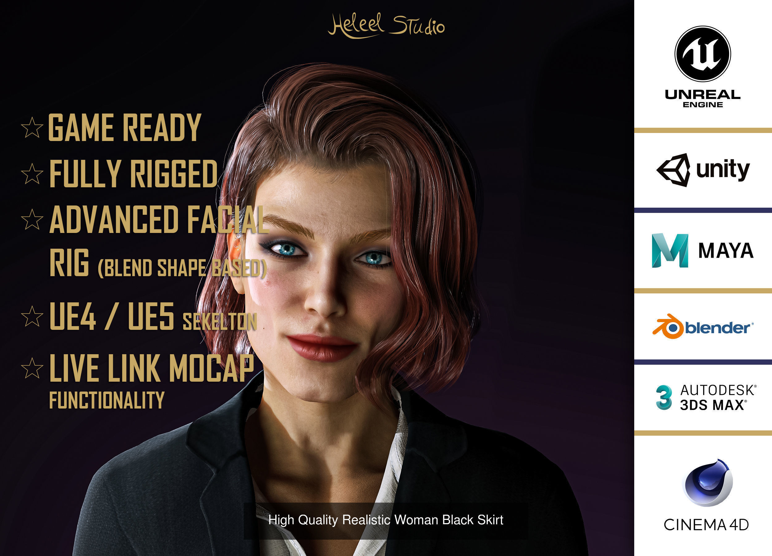 6 High Quality Realistic Woman Characters in Formal 3D Model Collection_11