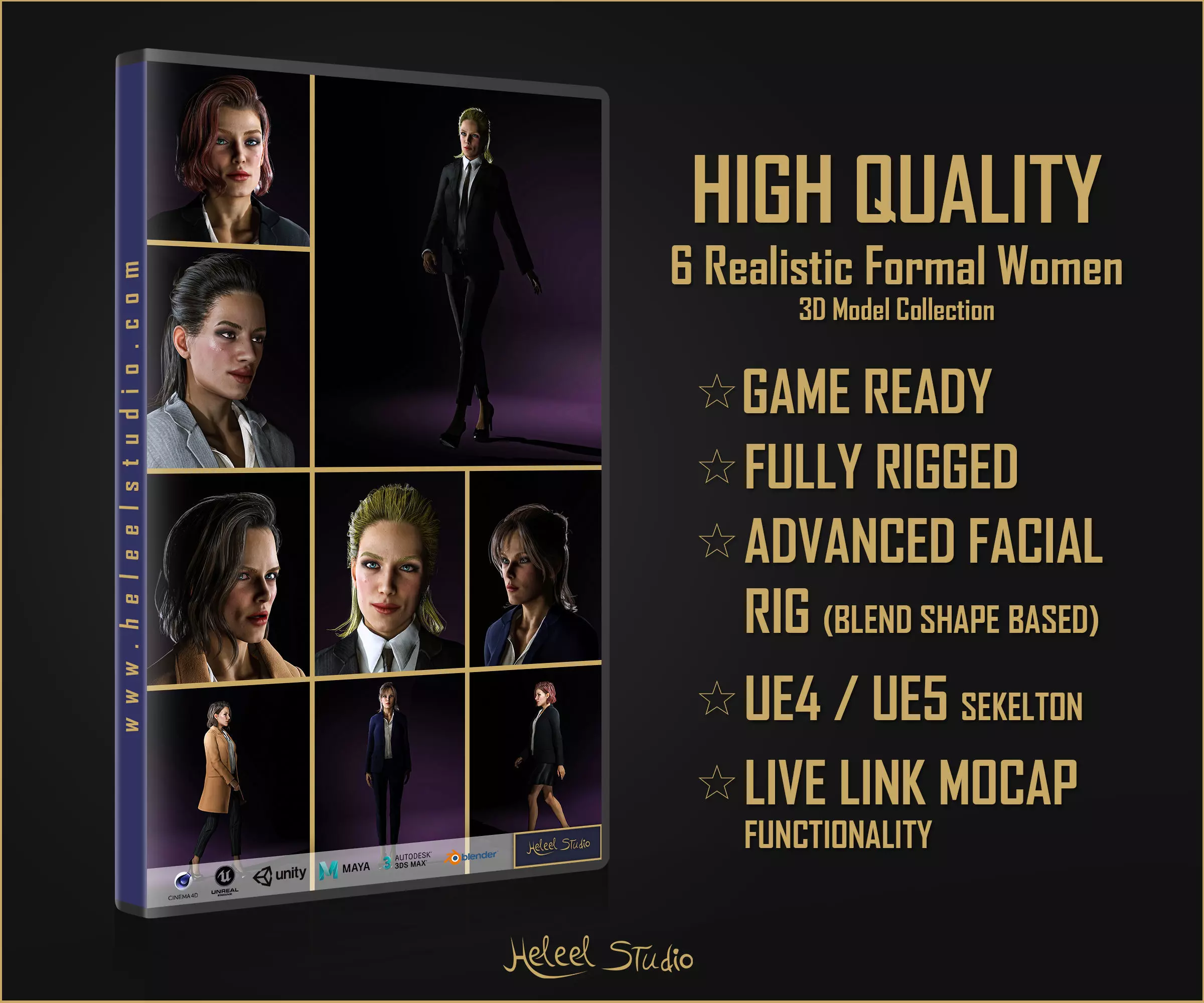 6 High Quality Realistic Woman Characters in Formal 3D Model Collection_0