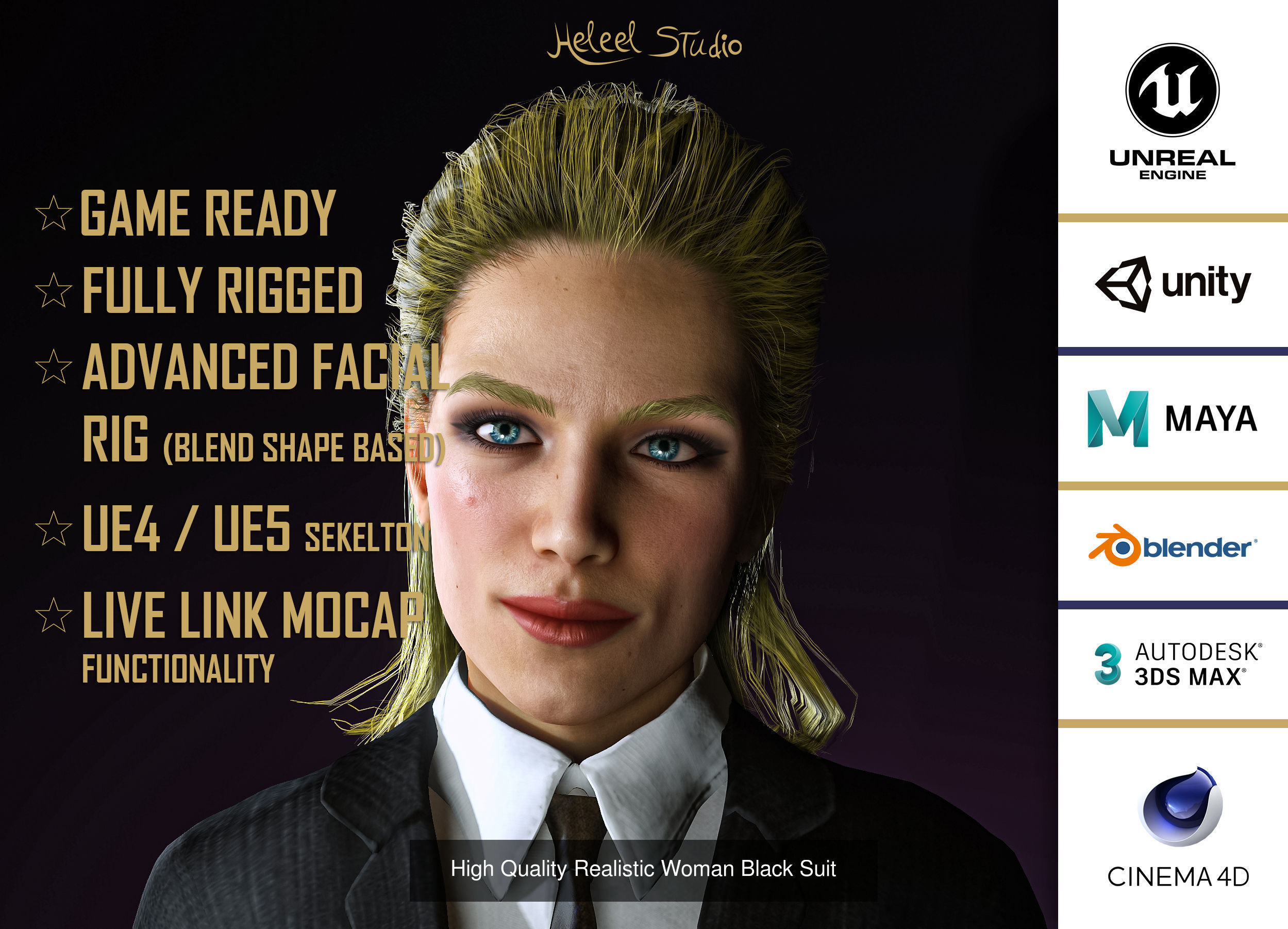 6 High Quality Realistic Woman Characters in Formal 3D Model Collection_10