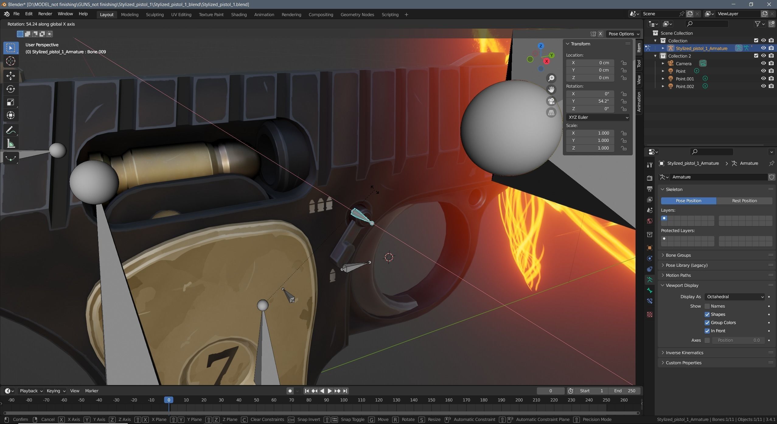Stylized pistol Low-poly 3D model_31