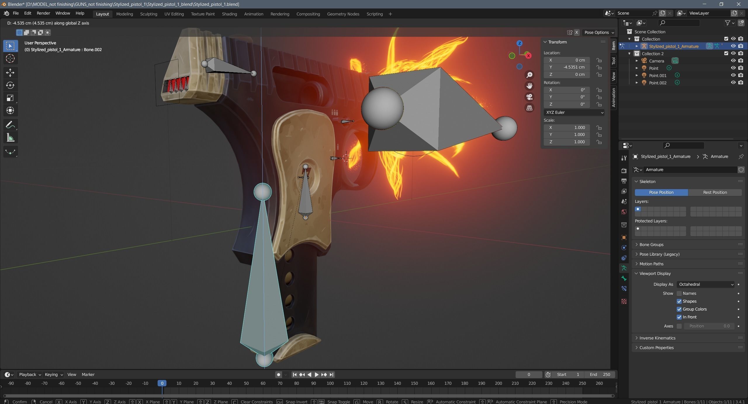 Stylized pistol Low-poly 3D model_27