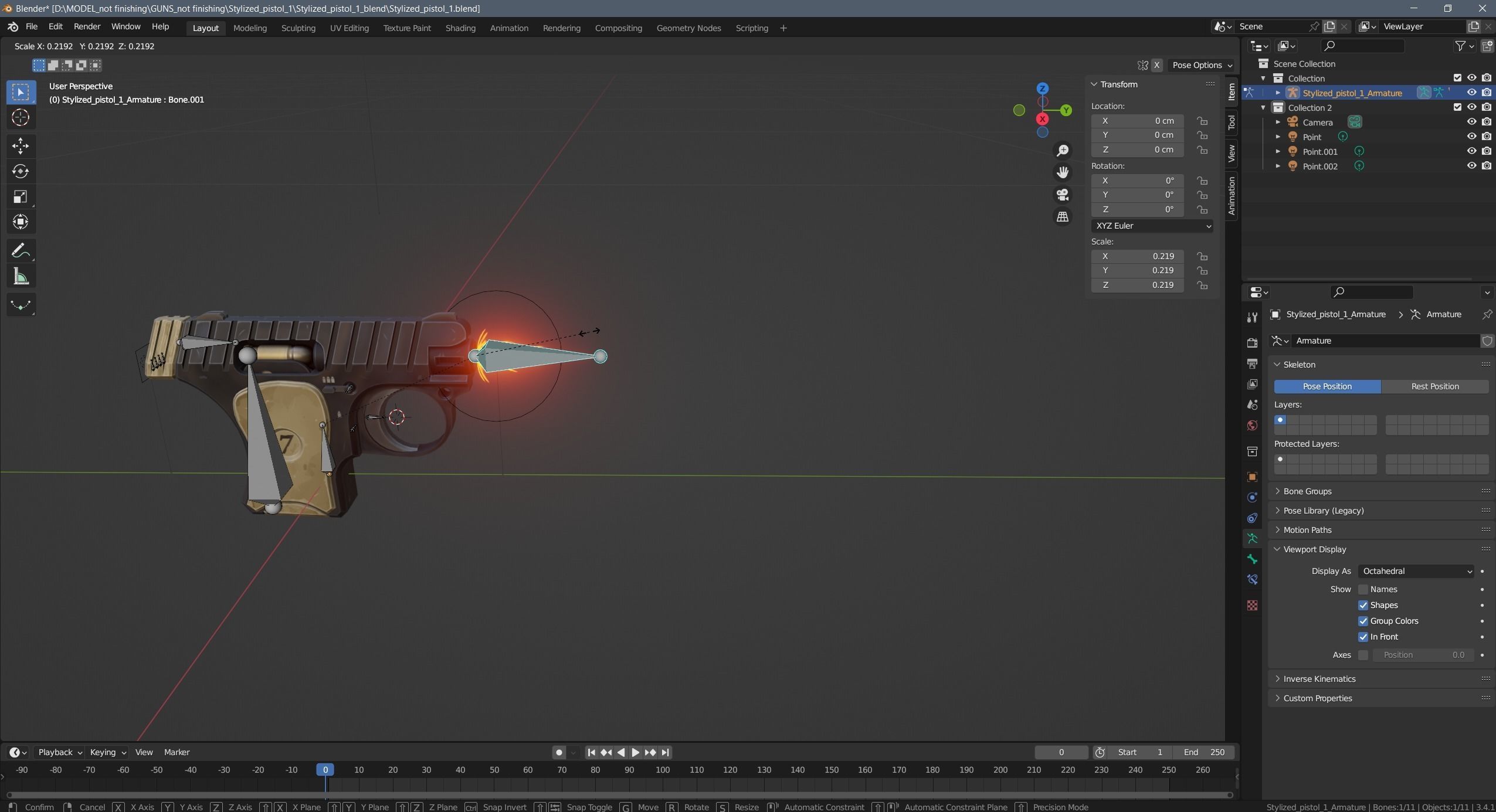 Stylized pistol Low-poly 3D model_25