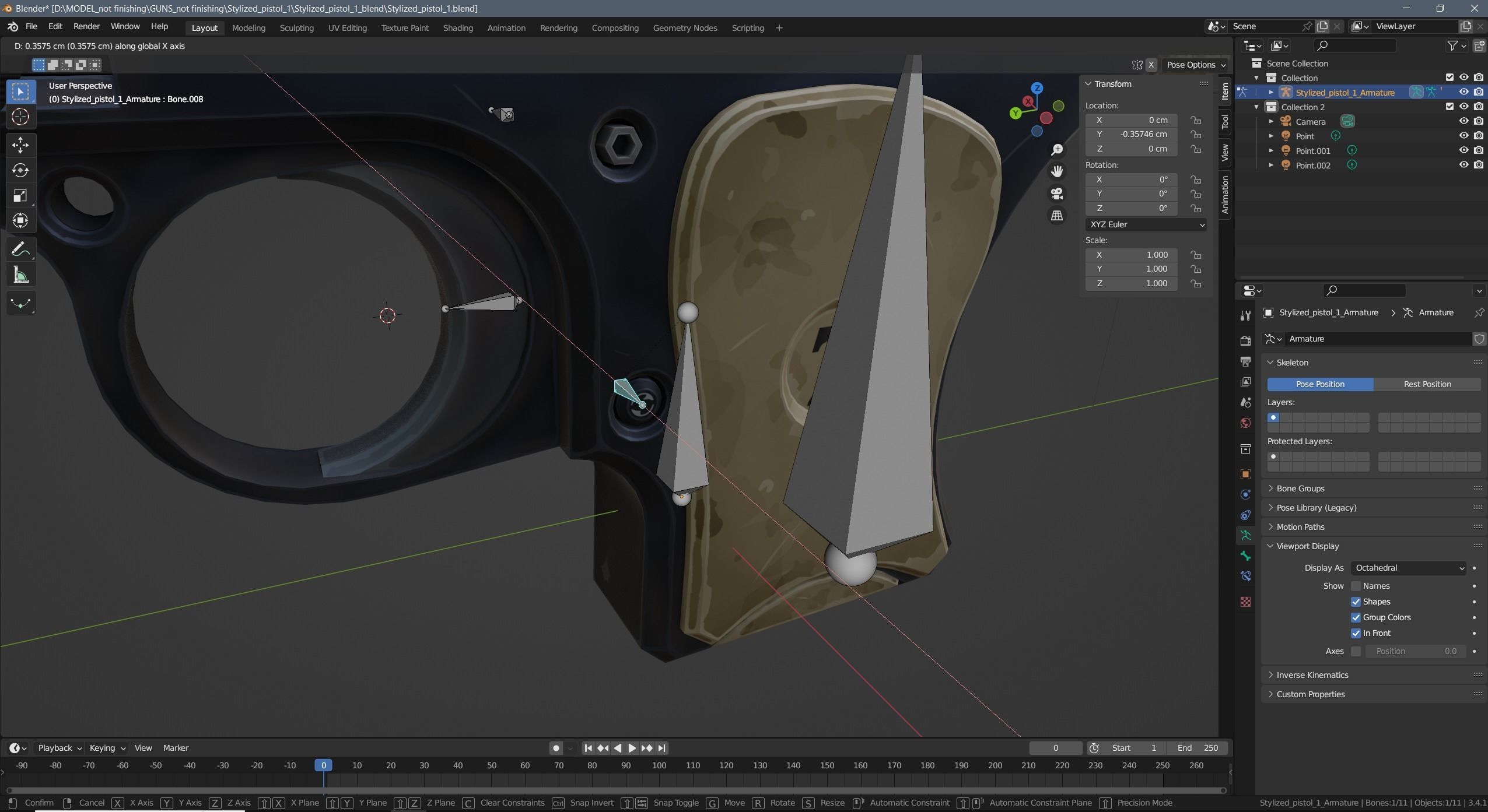 Stylized pistol Low-poly 3D model_30