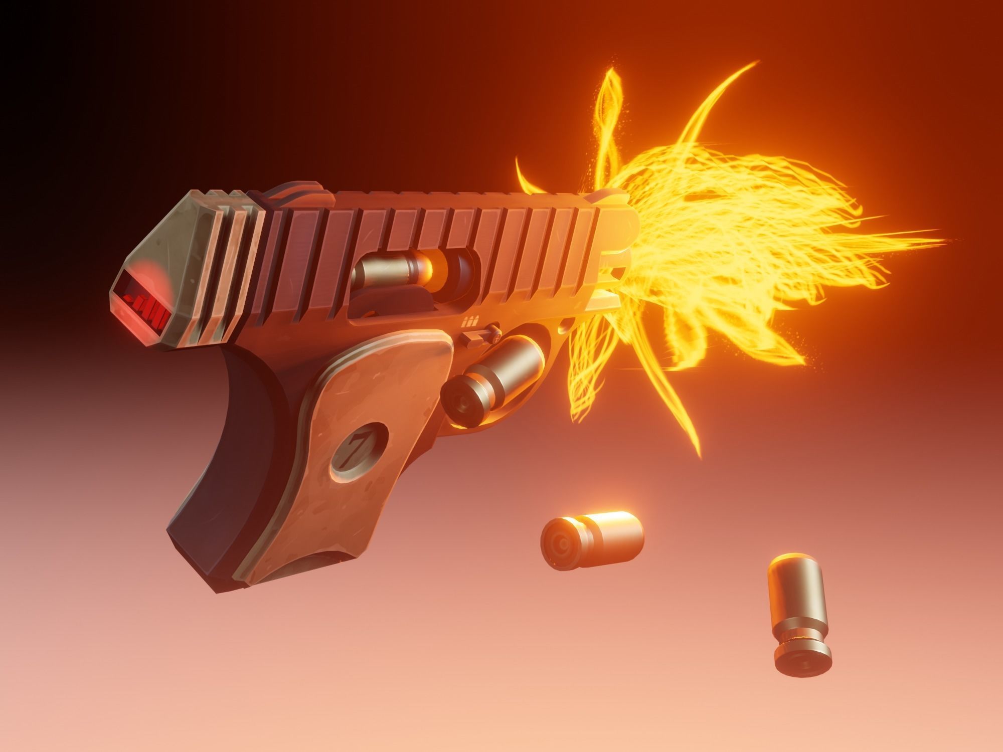 Stylized pistol Low-poly 3D model_23