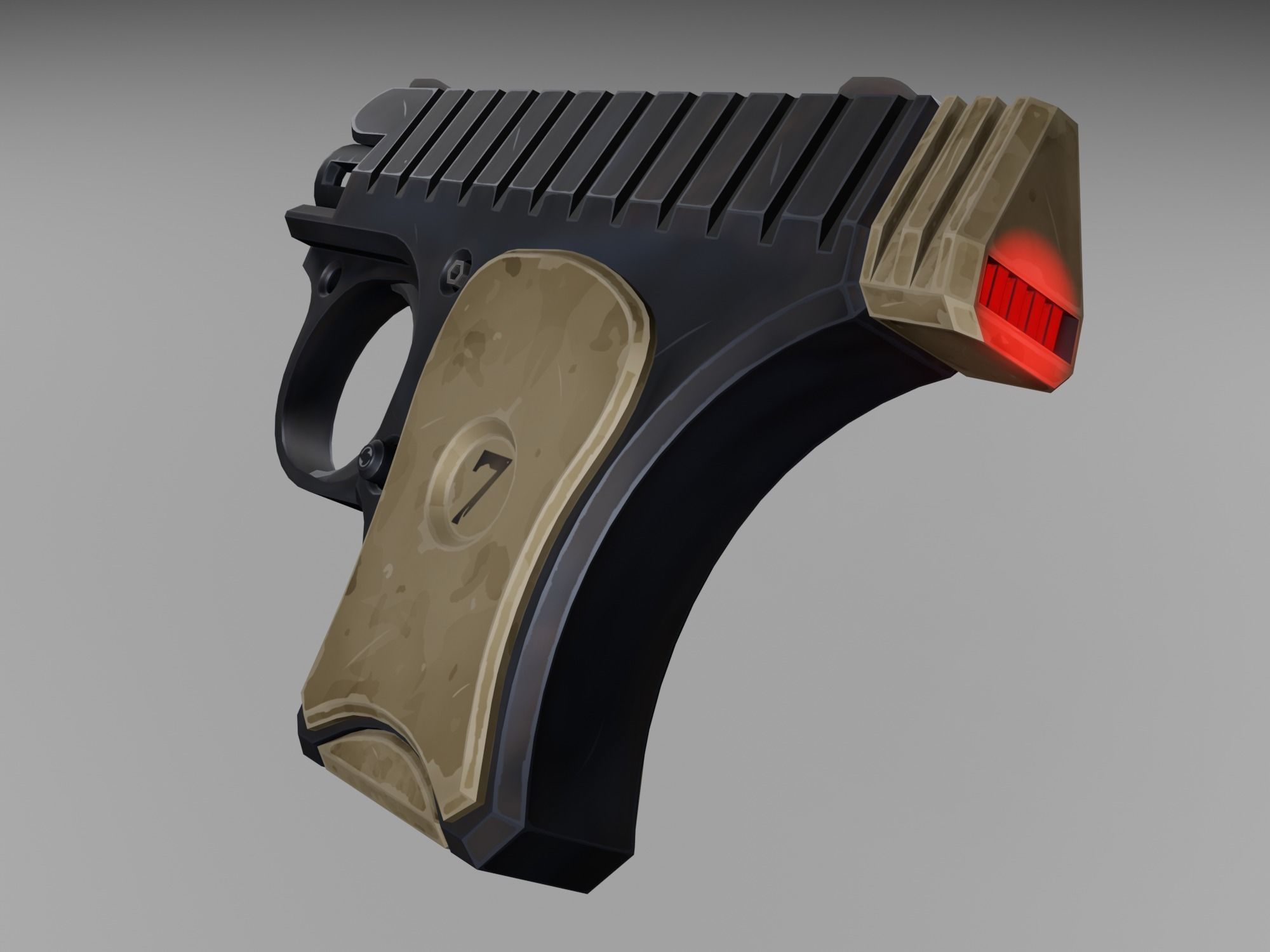 Stylized pistol Low-poly 3D model_6
