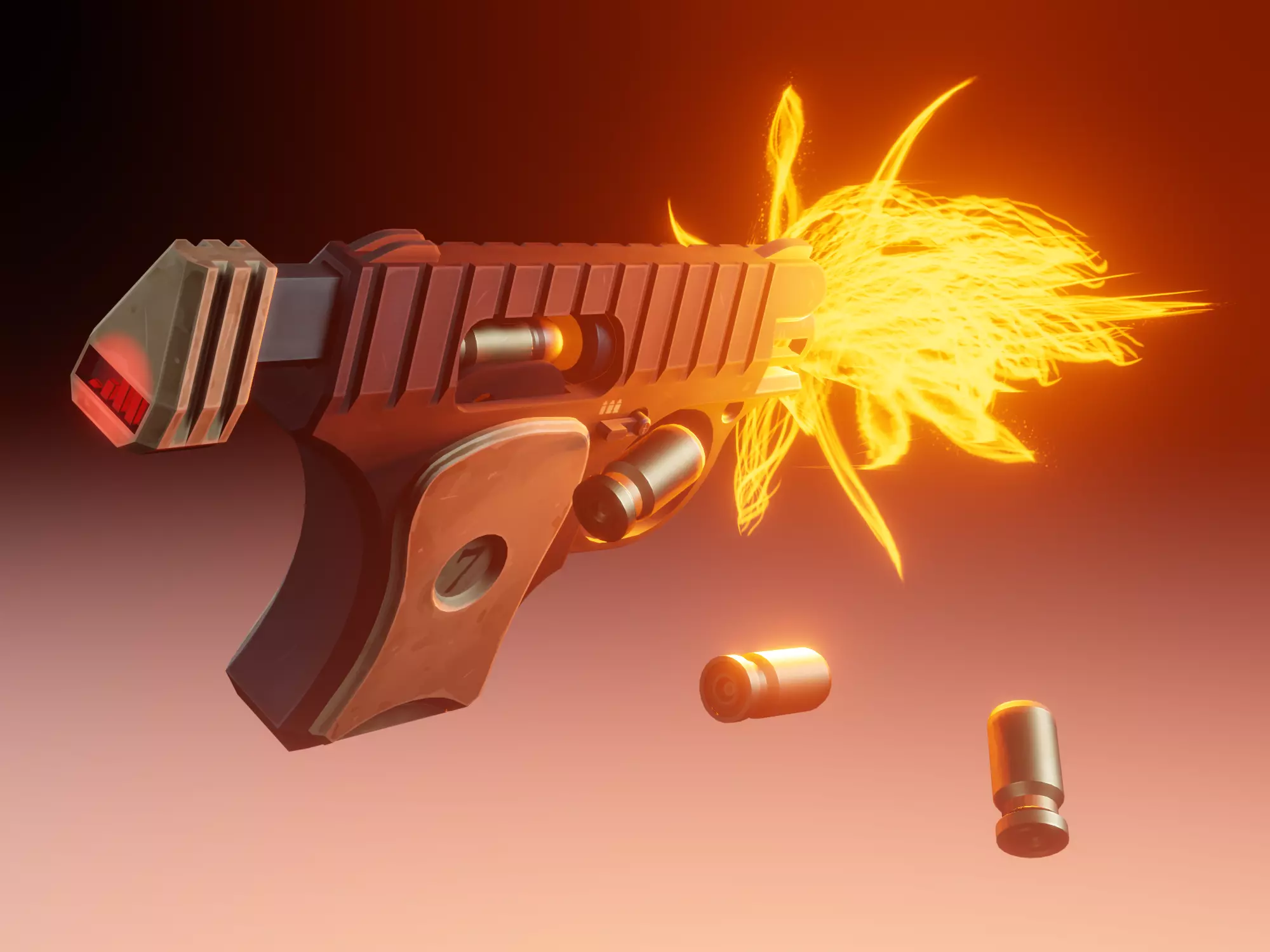 Stylized pistol Low-poly 3D model_0