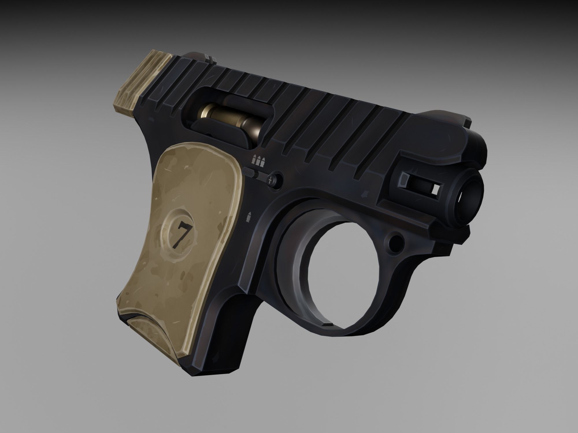 Stylized pistol Low-poly 3D model_2