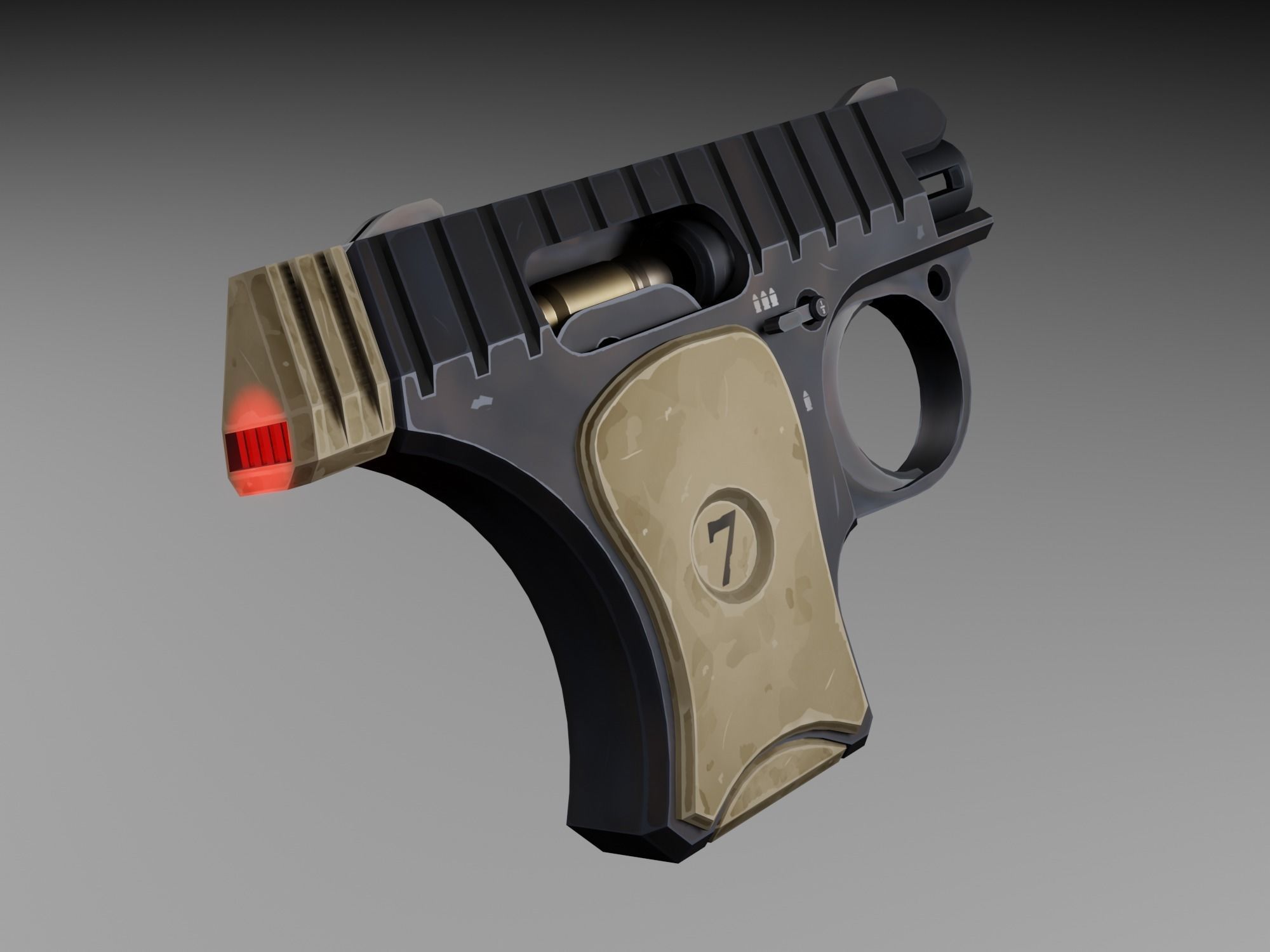 Stylized pistol Low-poly 3D model_10