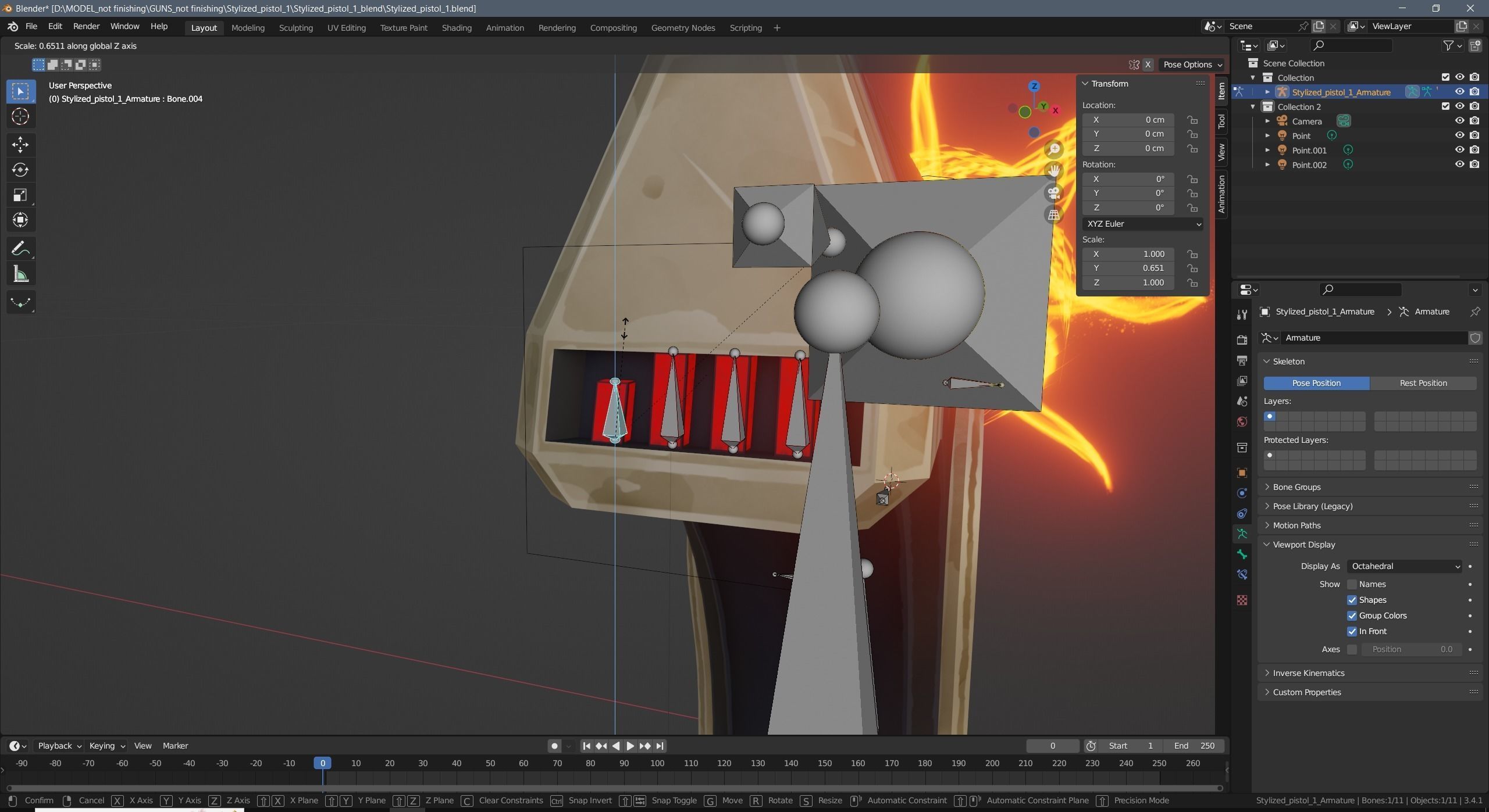 Stylized pistol Low-poly 3D model_29