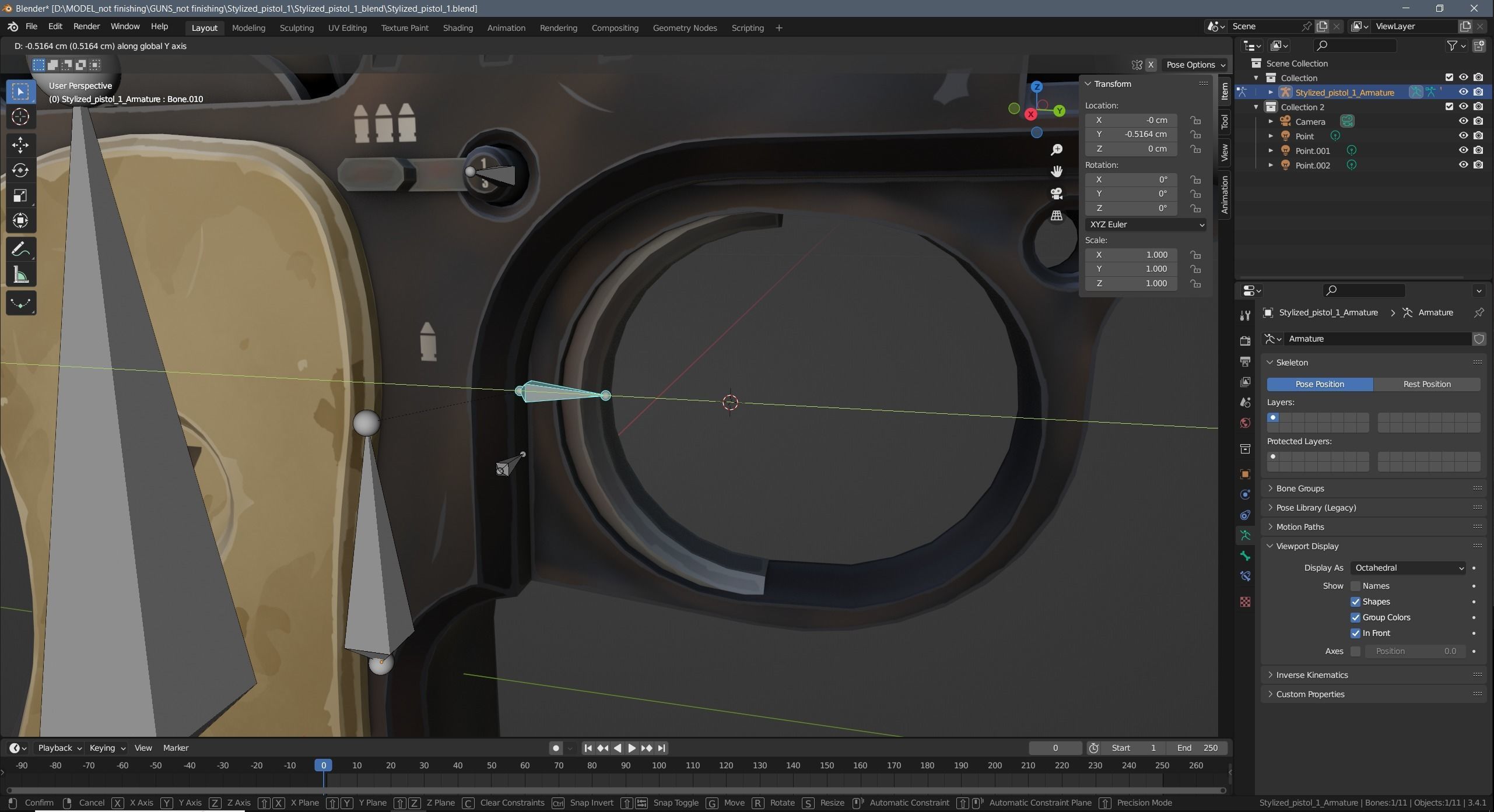 Stylized pistol Low-poly 3D model_26