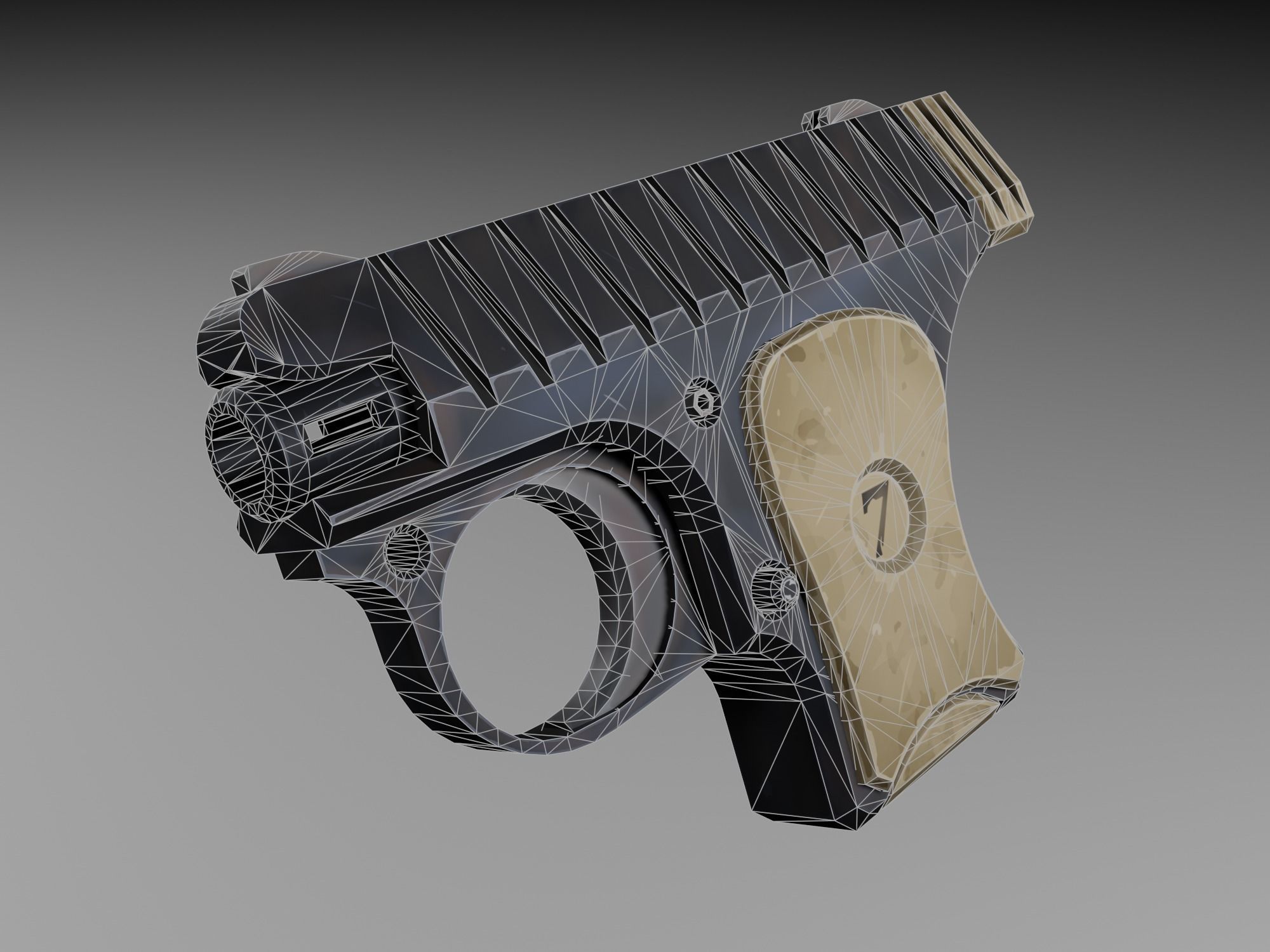 Stylized pistol Low-poly 3D model_5