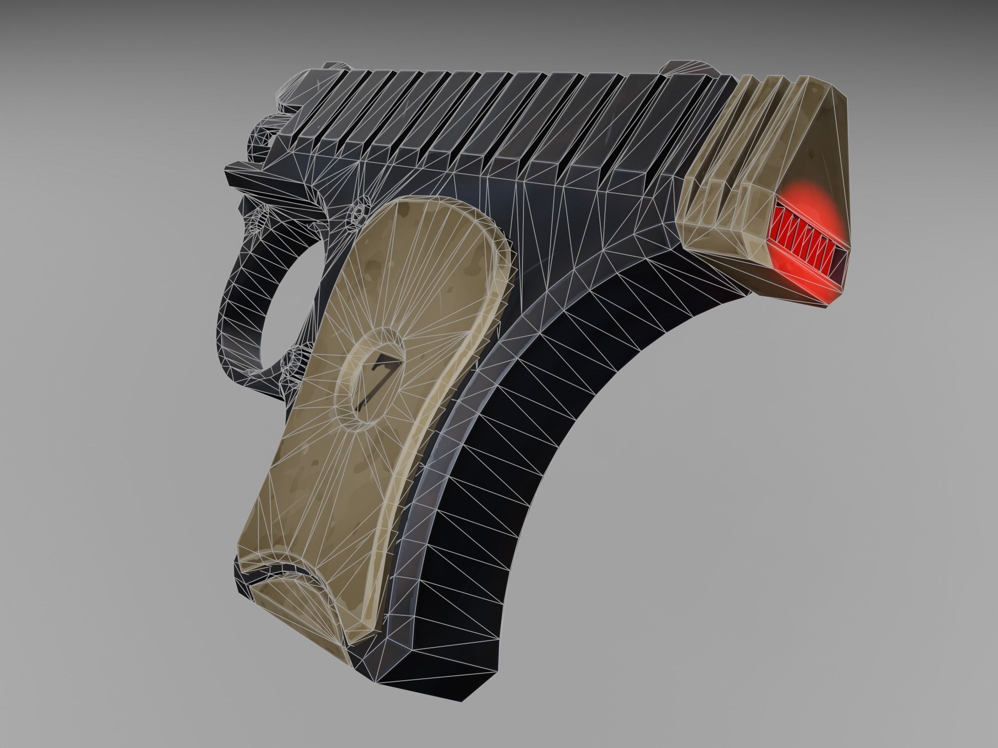 Stylized pistol Low-poly 3D model_7