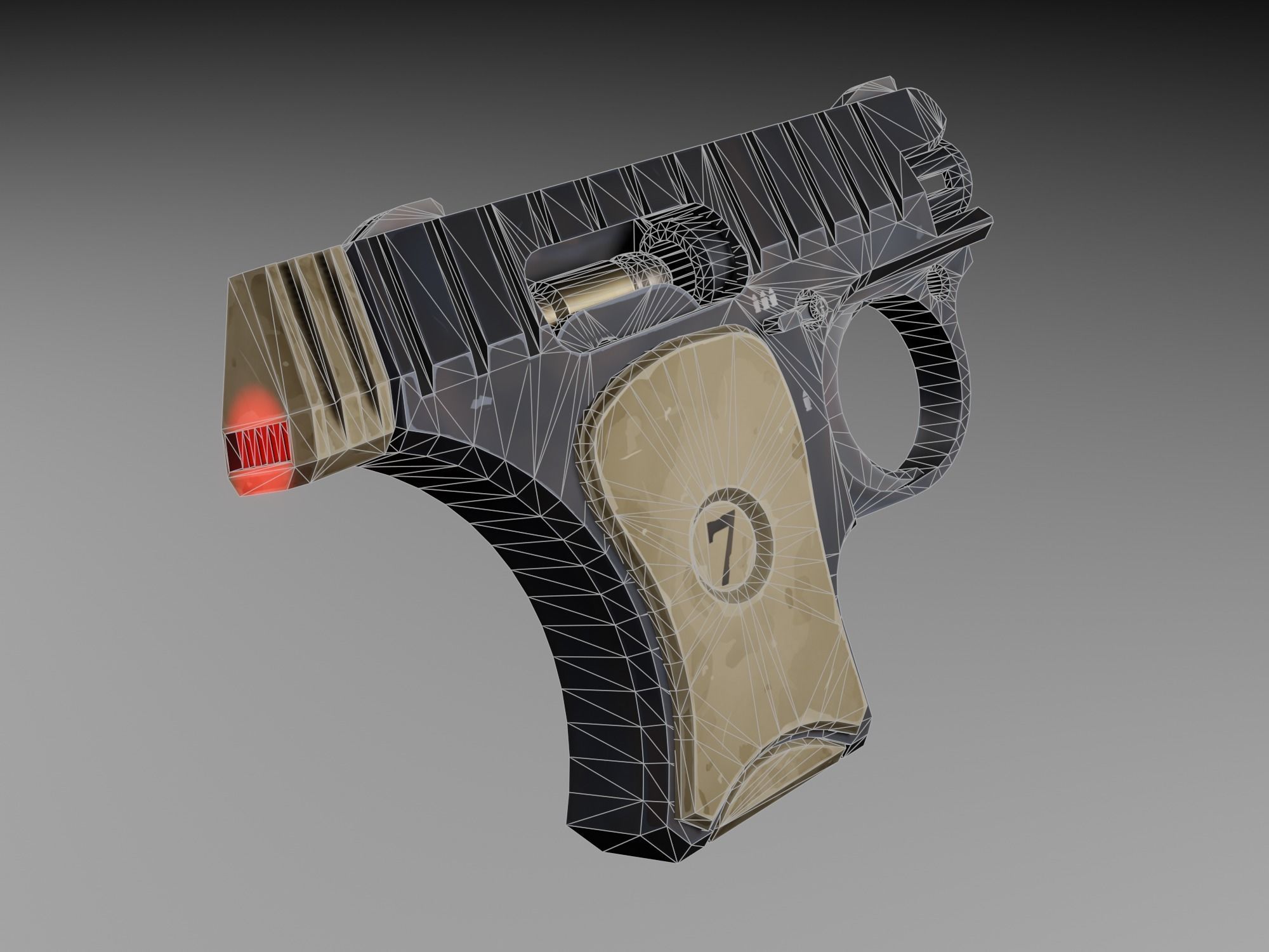 Stylized pistol Low-poly 3D model_11