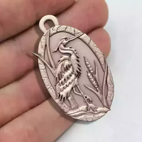 Egret bird Pendant STL  3D print model