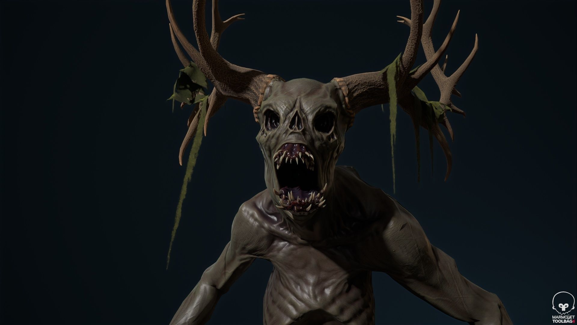Leshen deer with antlers Low-poly 3D model_14