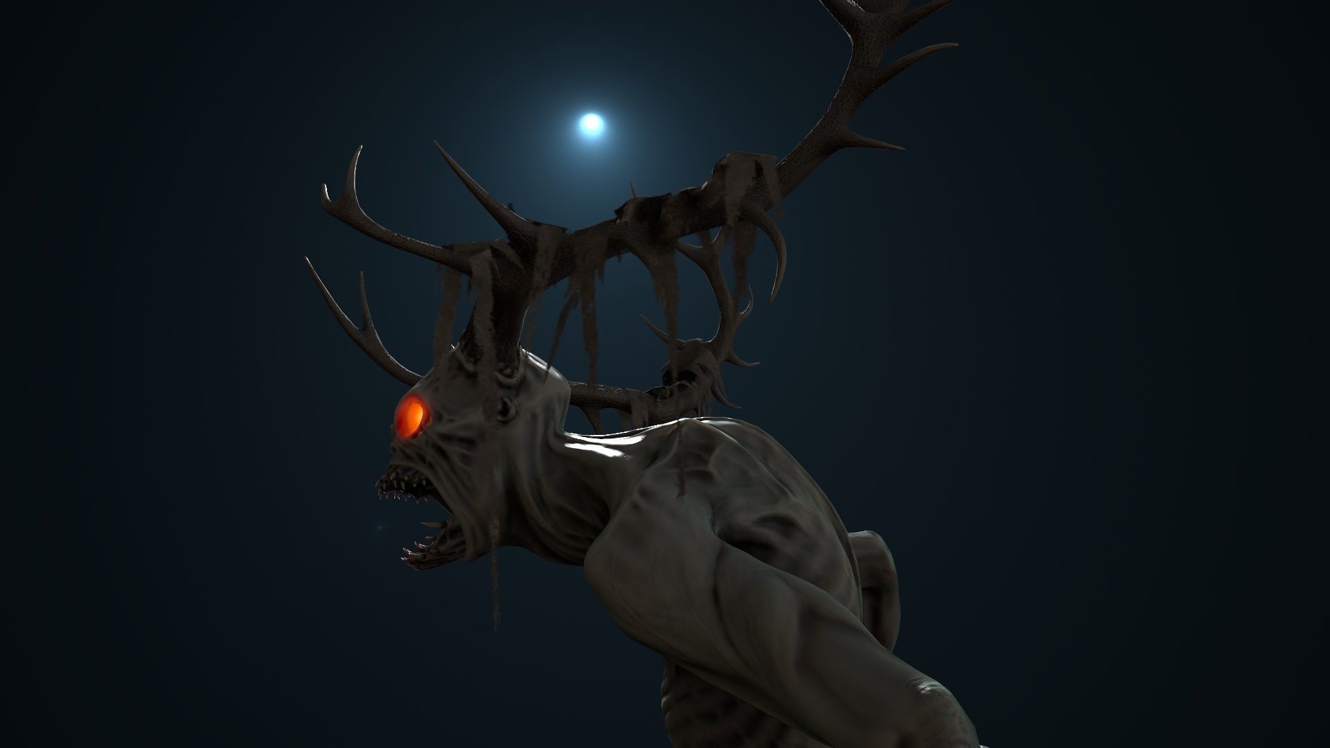 Leshen deer with antlers Low-poly 3D model_10