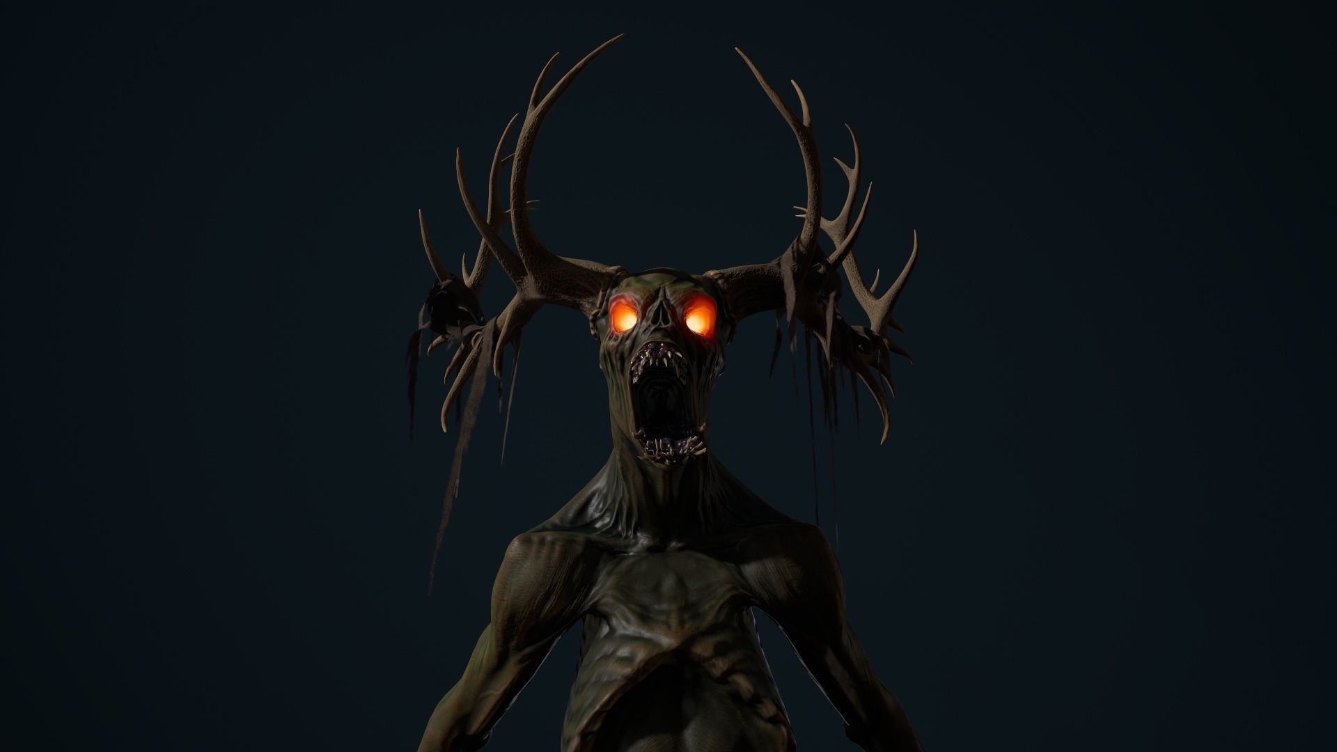 Leshen deer with antlers Low-poly 3D model_4