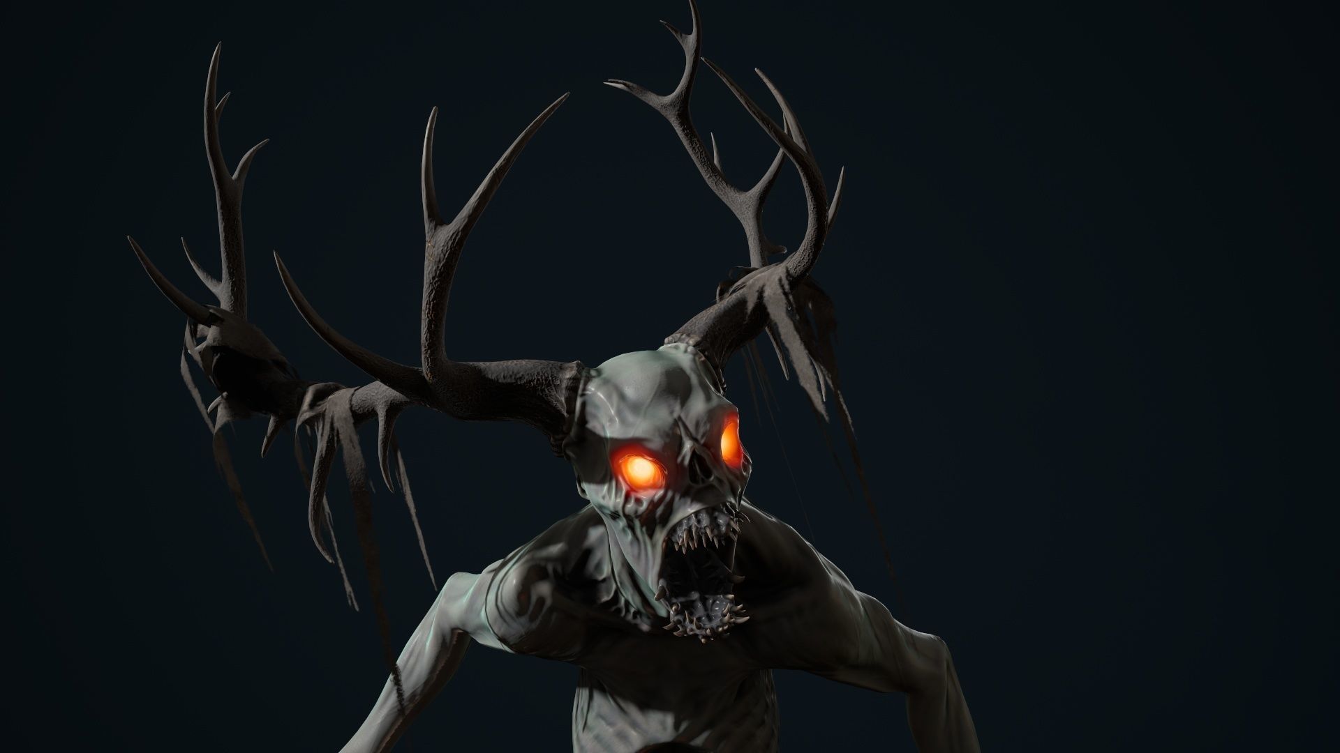 Leshen deer with antlers Low-poly 3D model_11