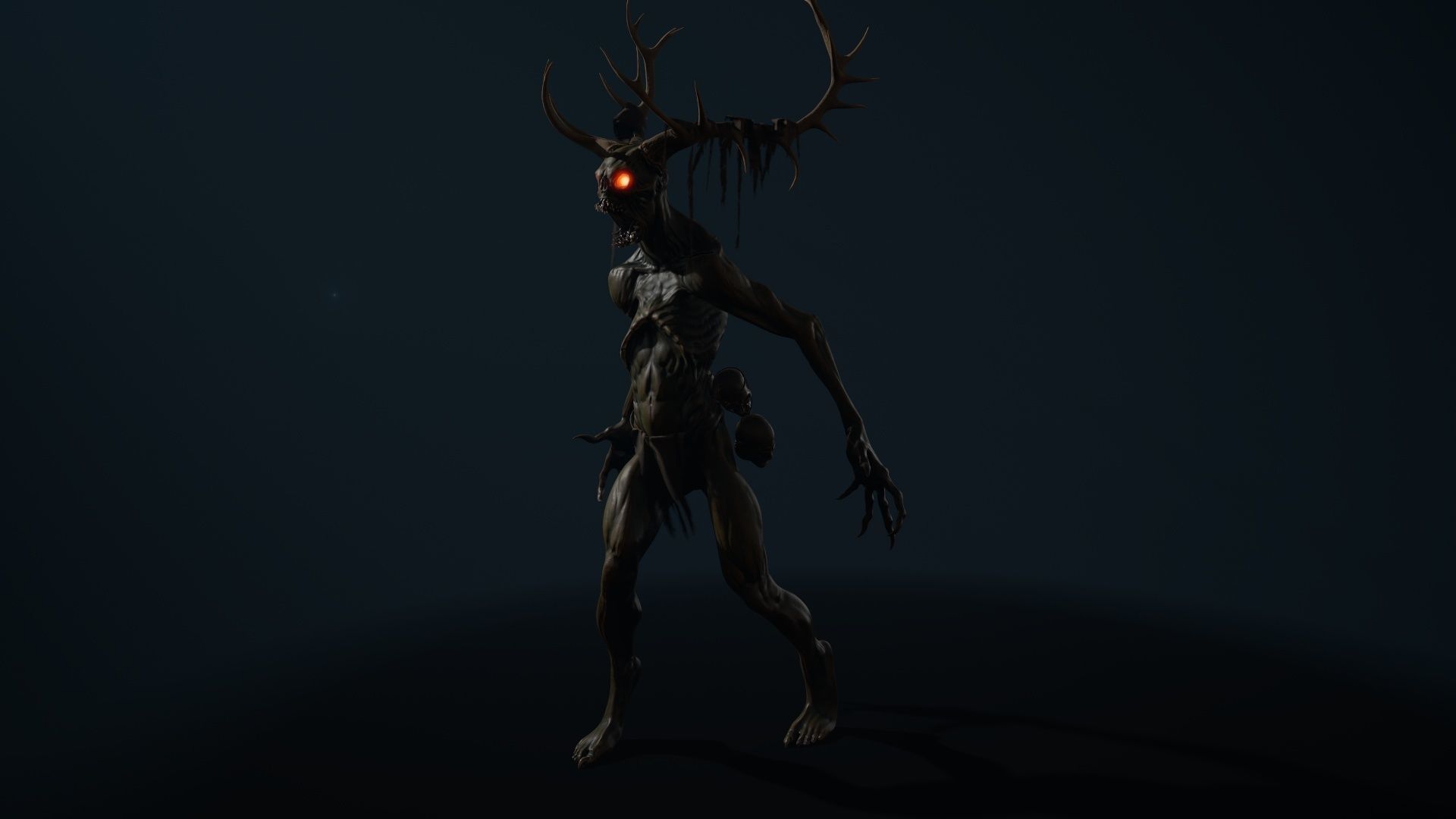 Leshen deer with antlers Low-poly 3D model_3