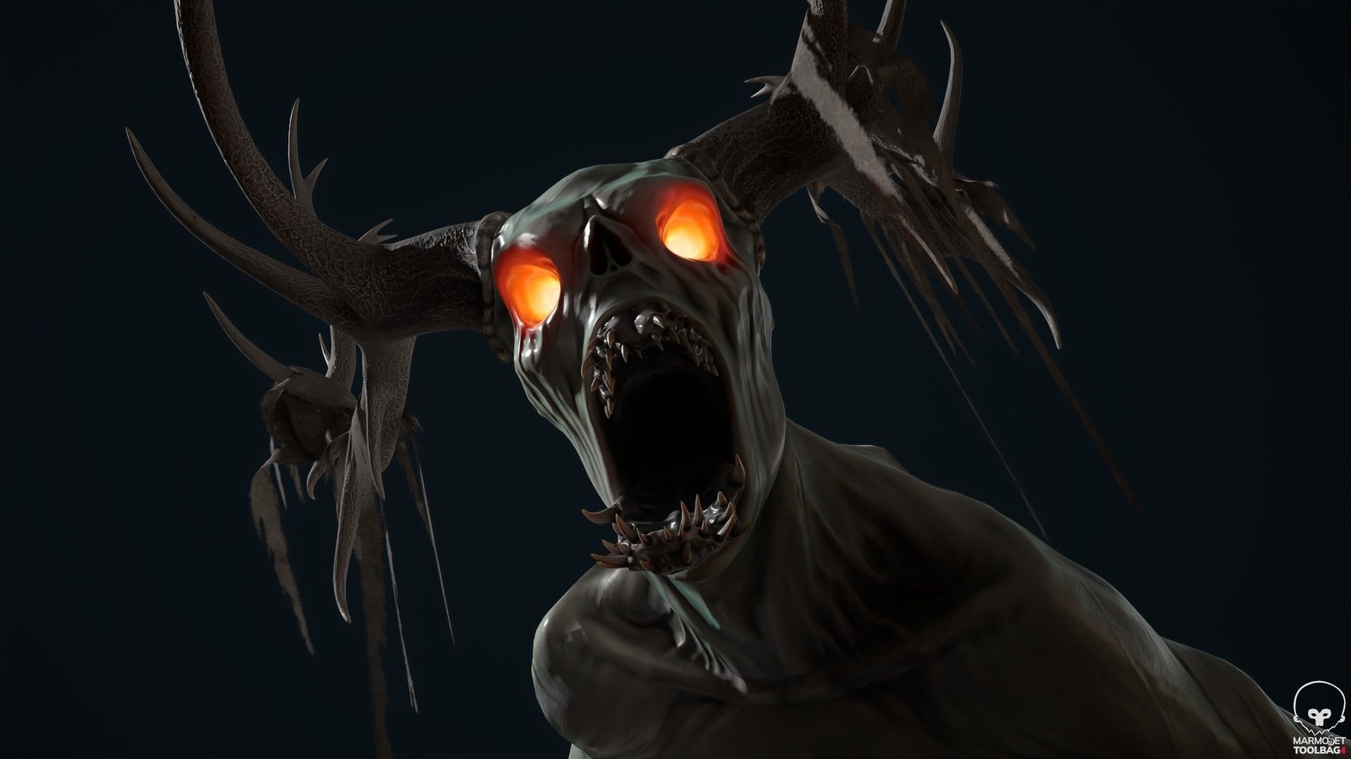 Leshen deer with antlers Low-poly 3D model_12