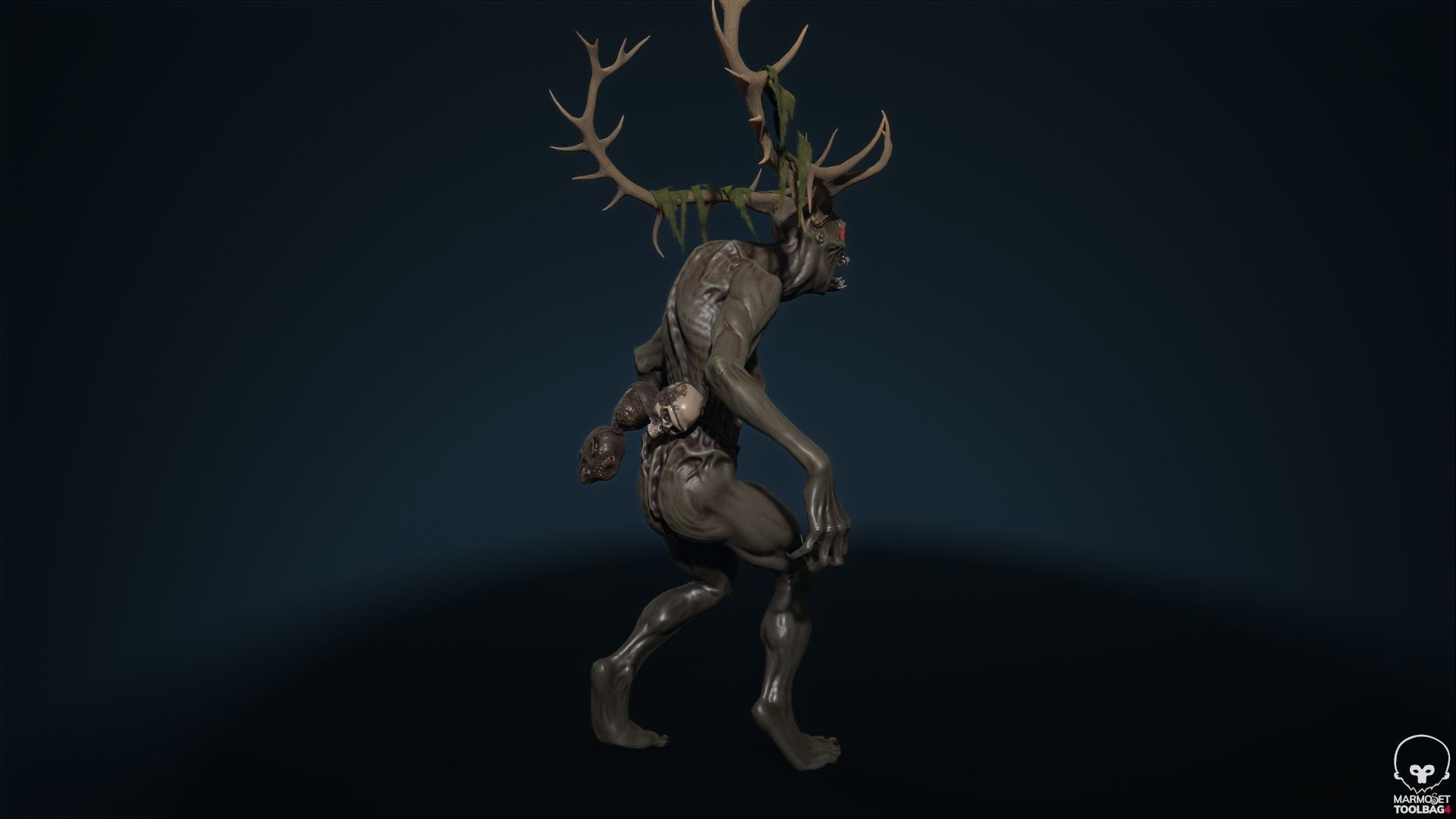 Leshen deer with antlers Low-poly 3D model_15