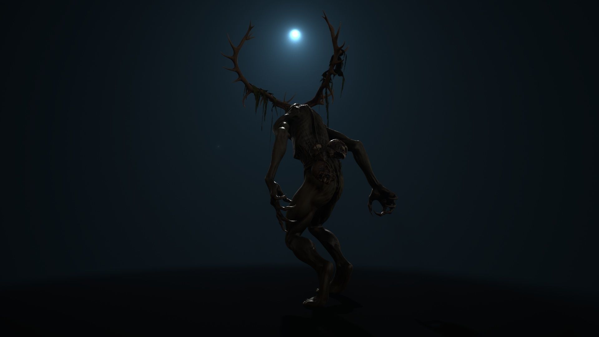 Leshen deer with antlers Low-poly 3D model_7