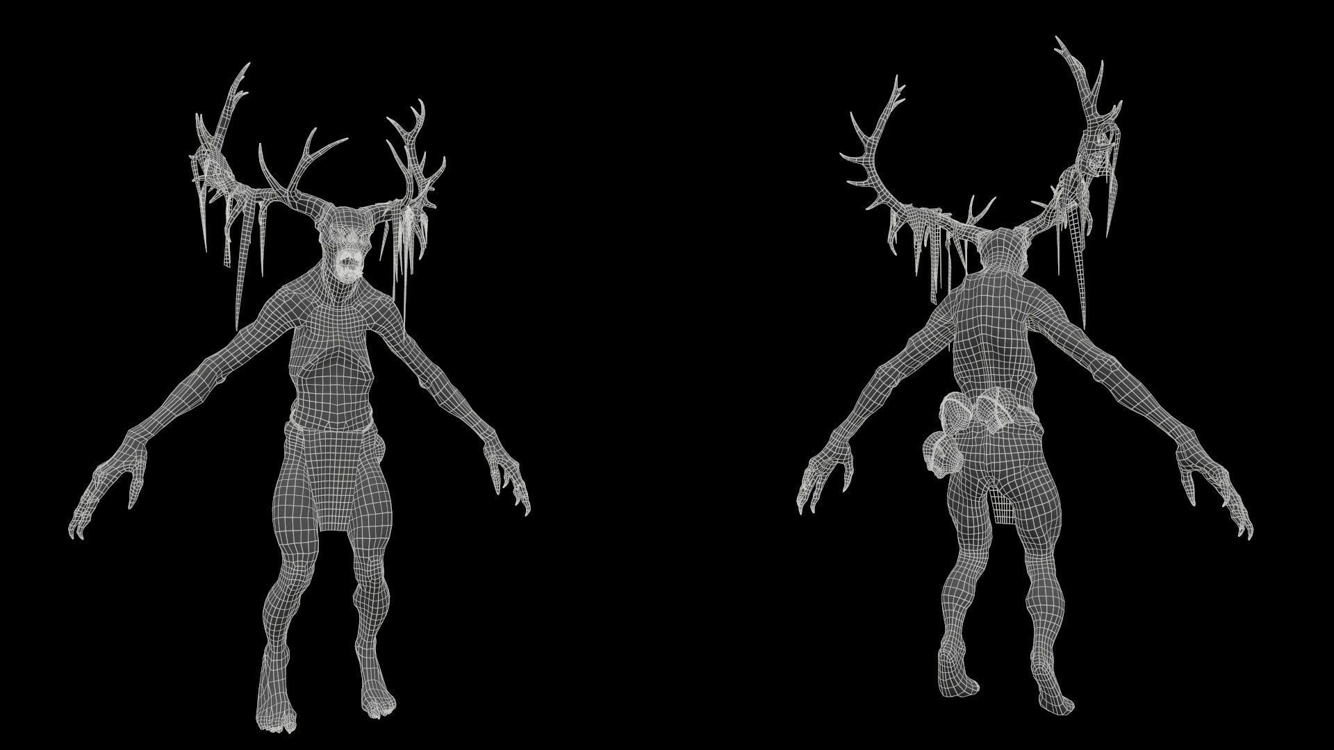 Leshen deer with antlers Low-poly 3D model_19