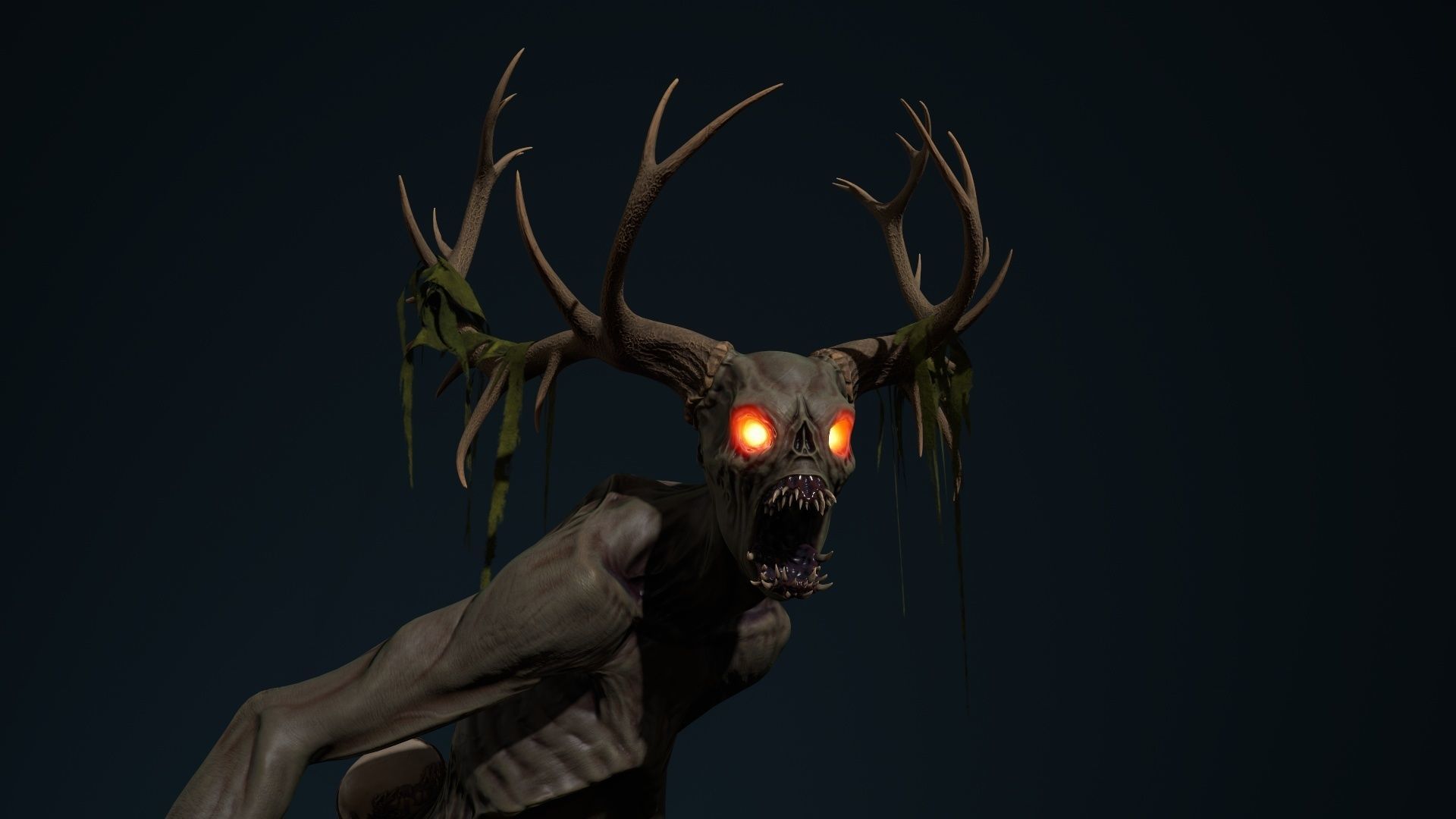 Leshen deer with antlers Low-poly 3D model_8
