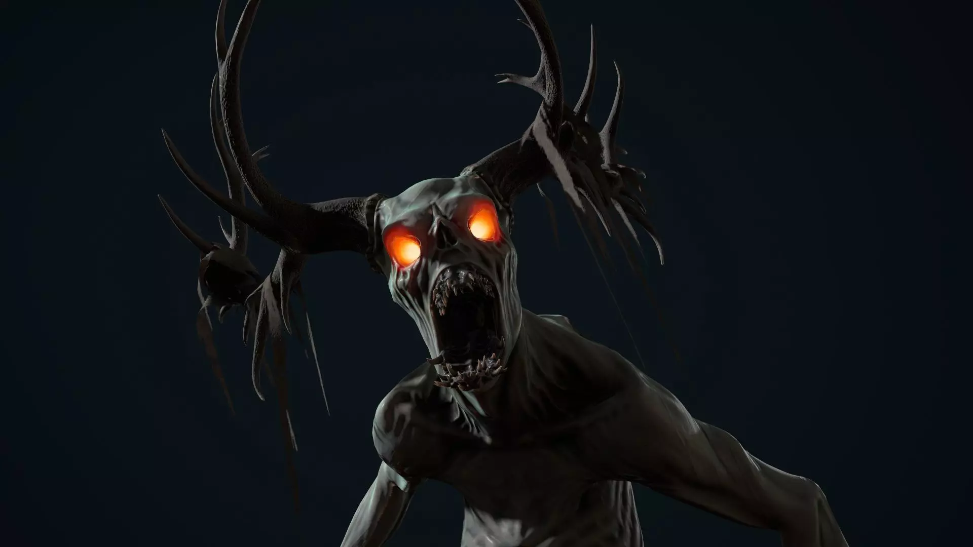 Leshen deer with antlers Low-poly 3D model_0