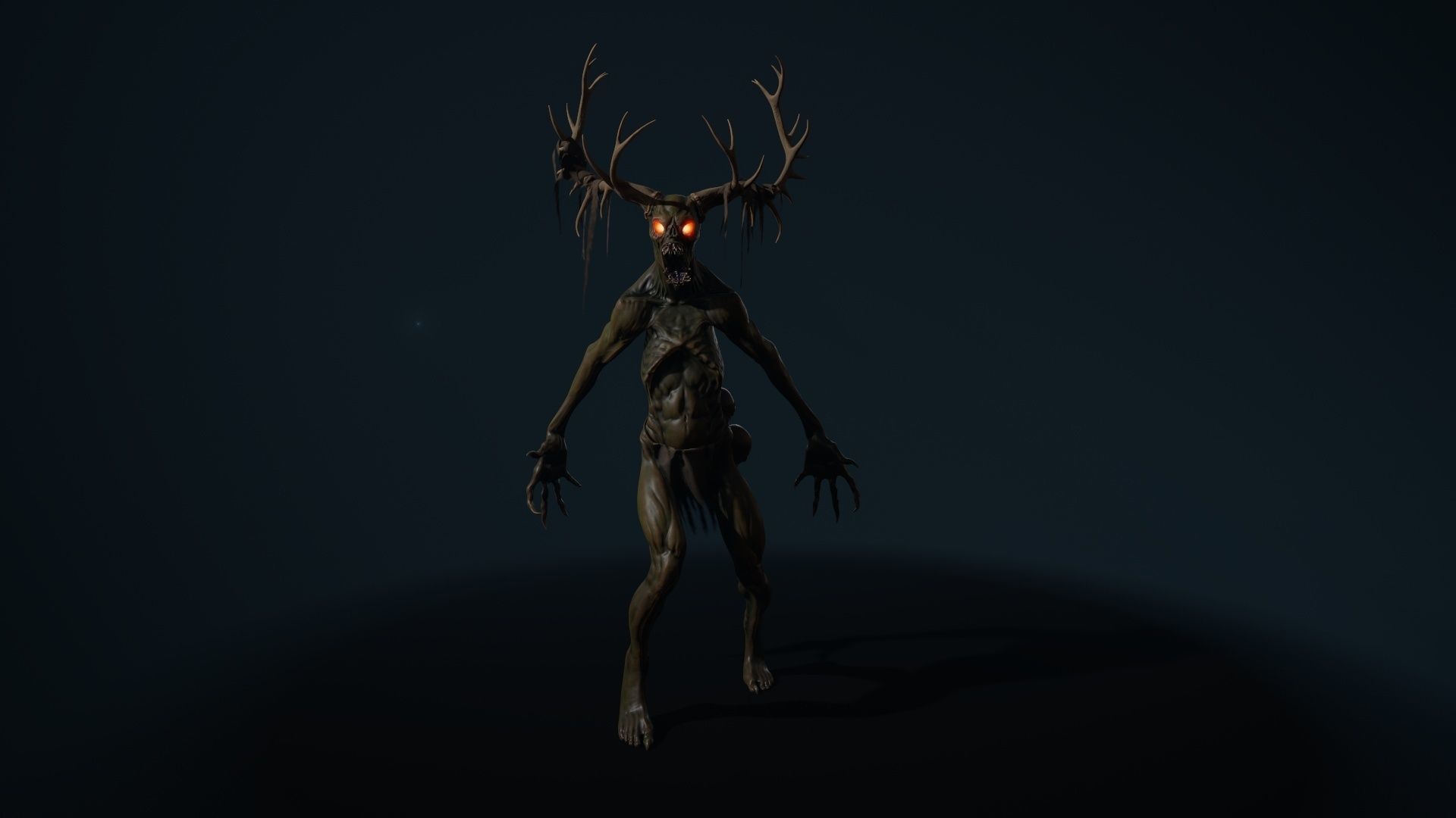 Leshen deer with antlers Low-poly 3D model_2