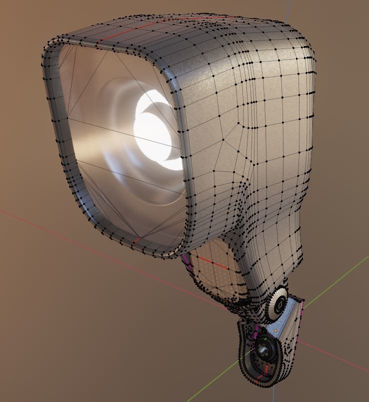 E-scooter front light with procedural PBR material setup 3D model_3