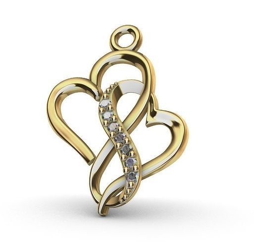 heart pendant with gems Free 3D print model
