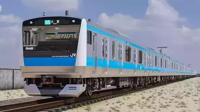 Rigged Train Japan Keihin-Tohoku E233 Series 3D model