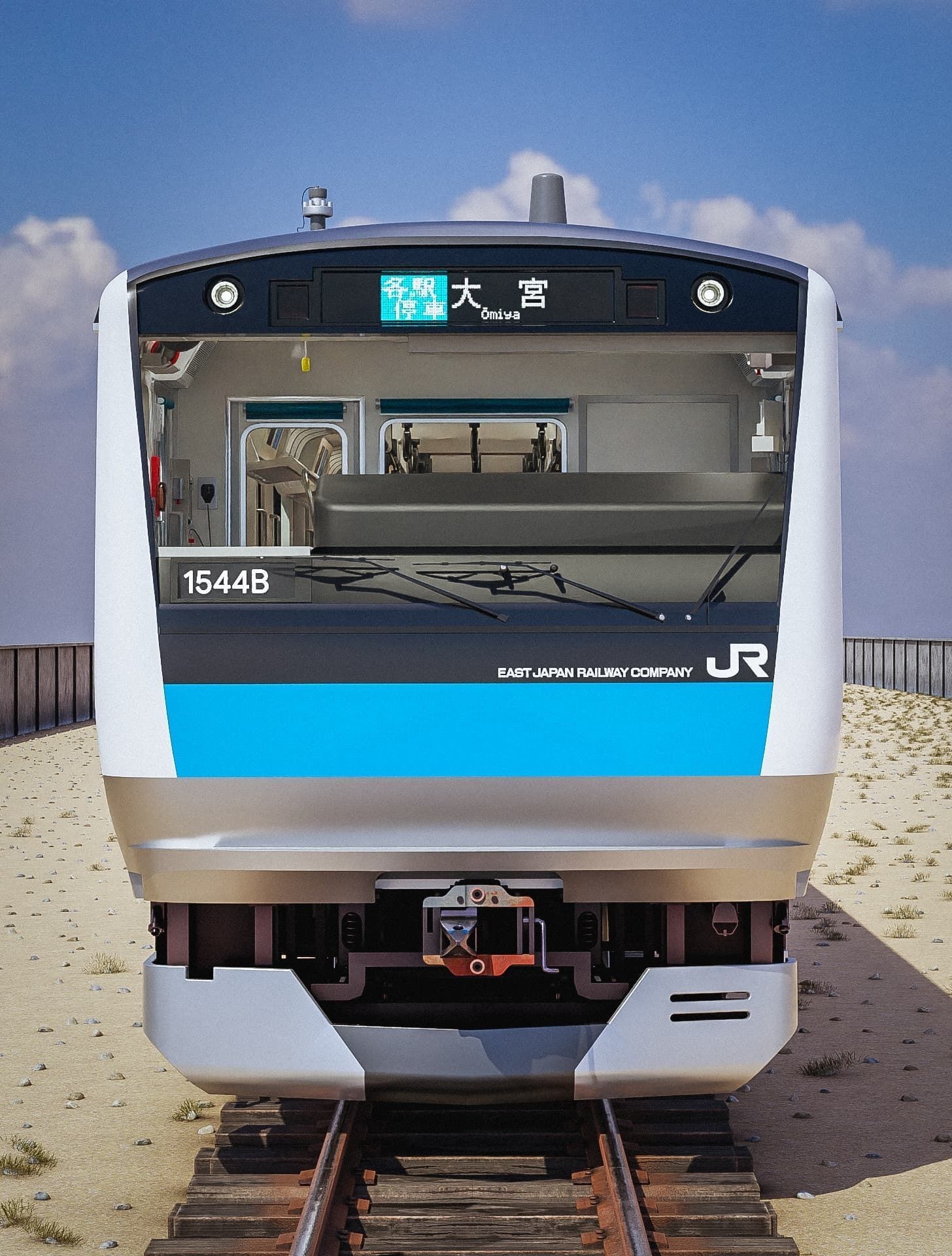 Rigged Train Japan Keihin-Tohoku E233 Series 3D model_5