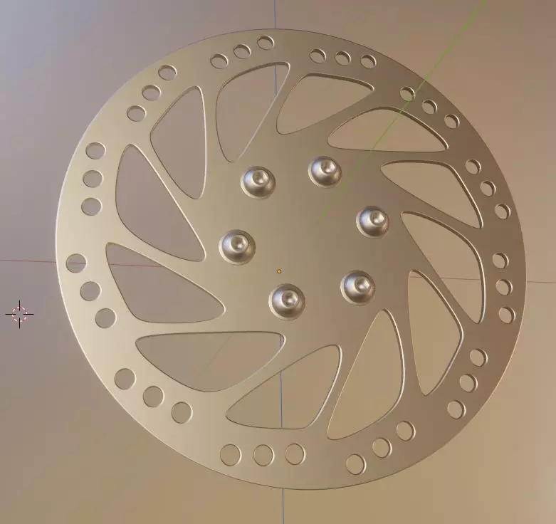 E-Scooter Disc Brake with Procedural PBR Material Setup 3D model_0