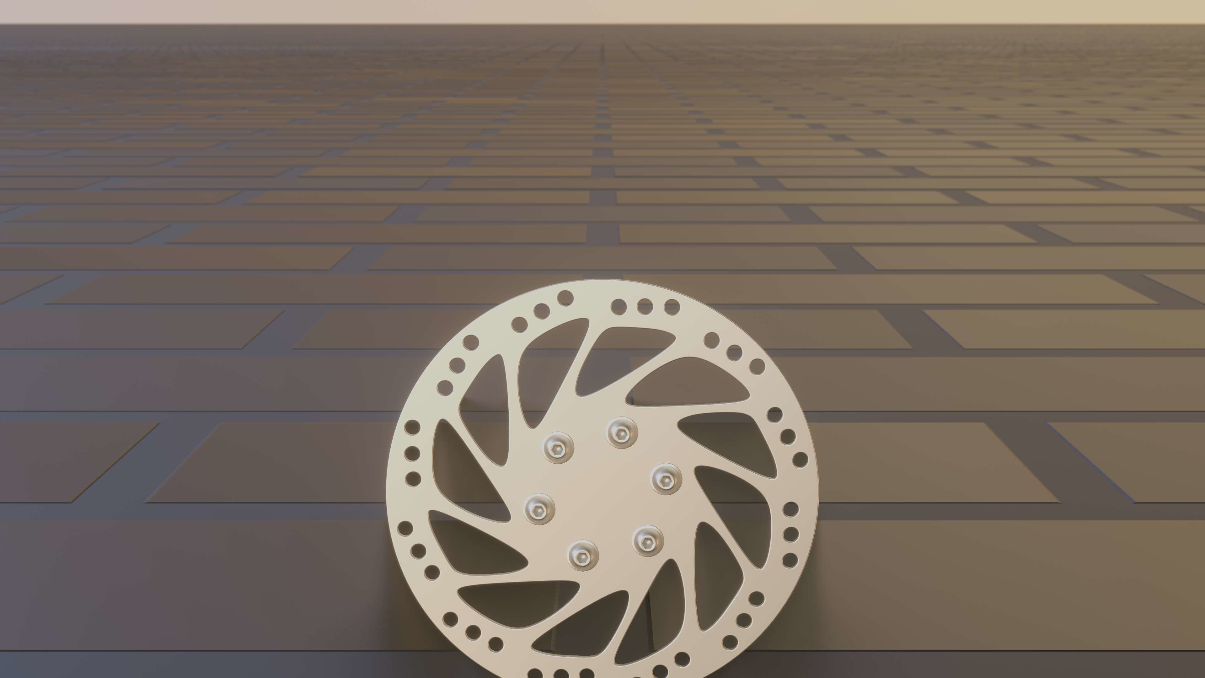 E-Scooter Disc Brake with Procedural PBR Material Setup 3D model_7