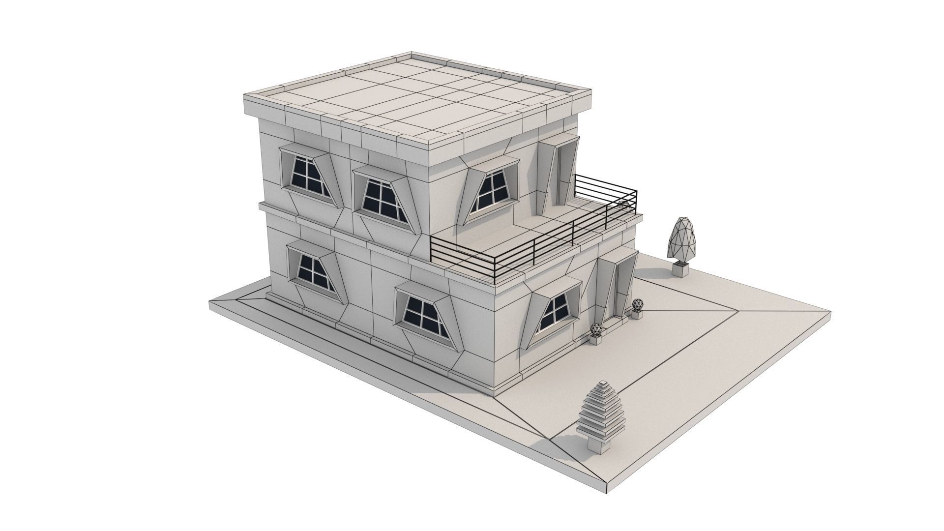  Modern House 06 Low-poly 3D model_8