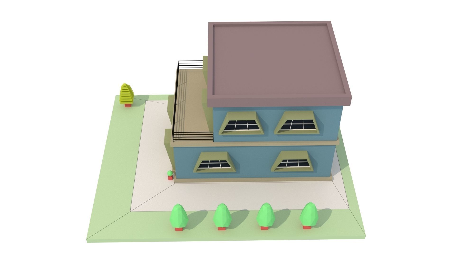  Modern House 06 Low-poly 3D model_2