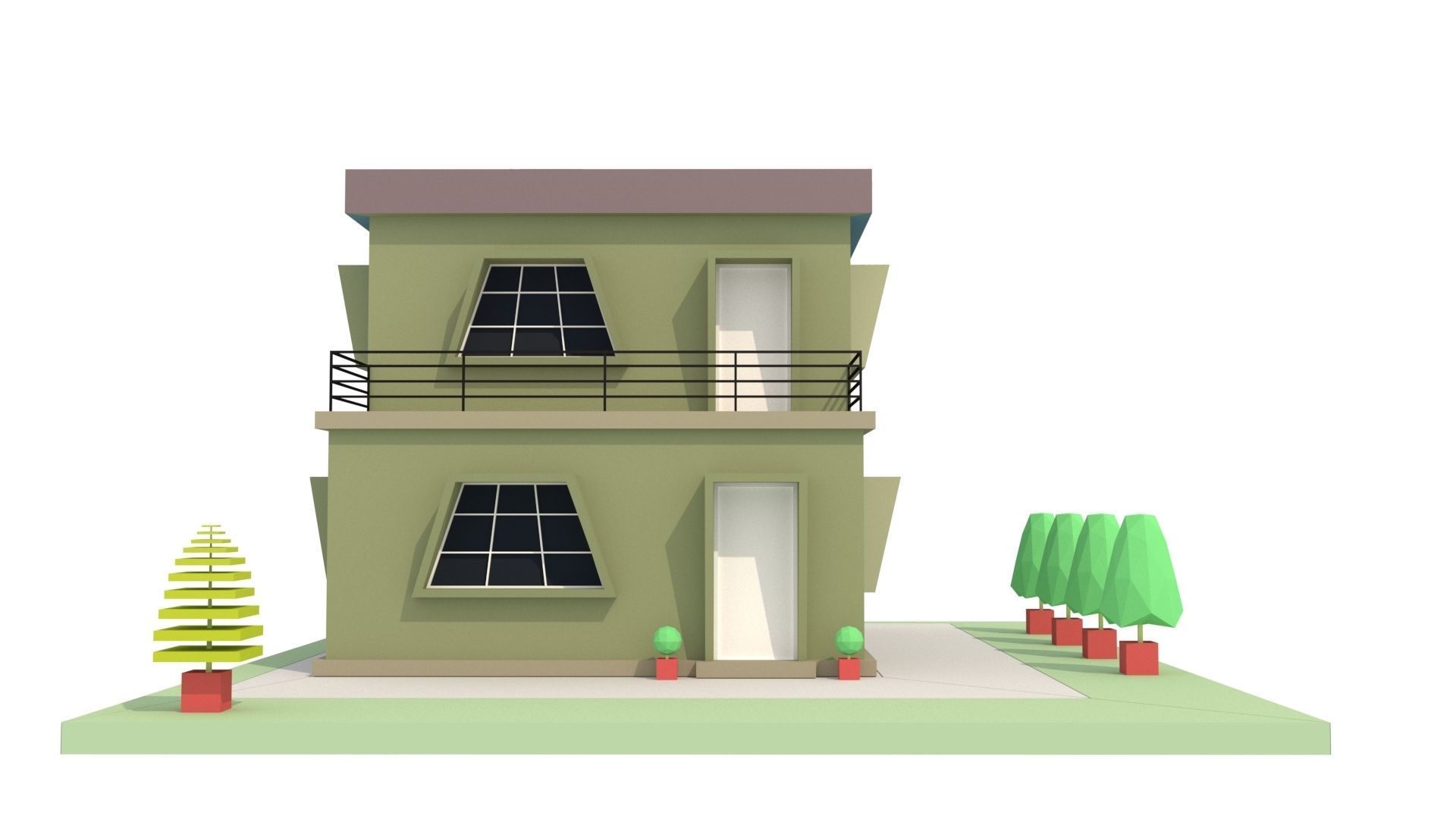  Modern House 06 Low-poly 3D model_4