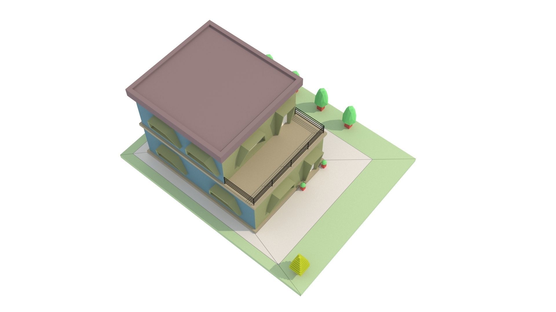 Modern House 06 Low-poly 3D model_3
