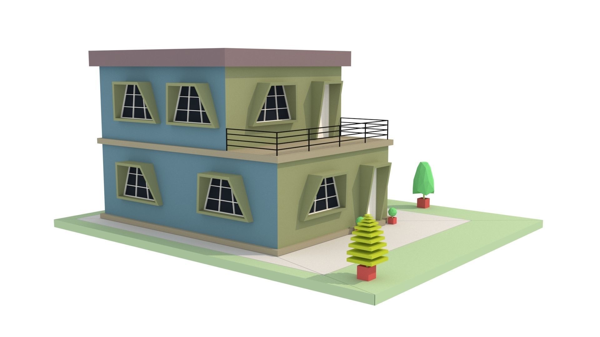  Modern House 06 Low-poly 3D model_1