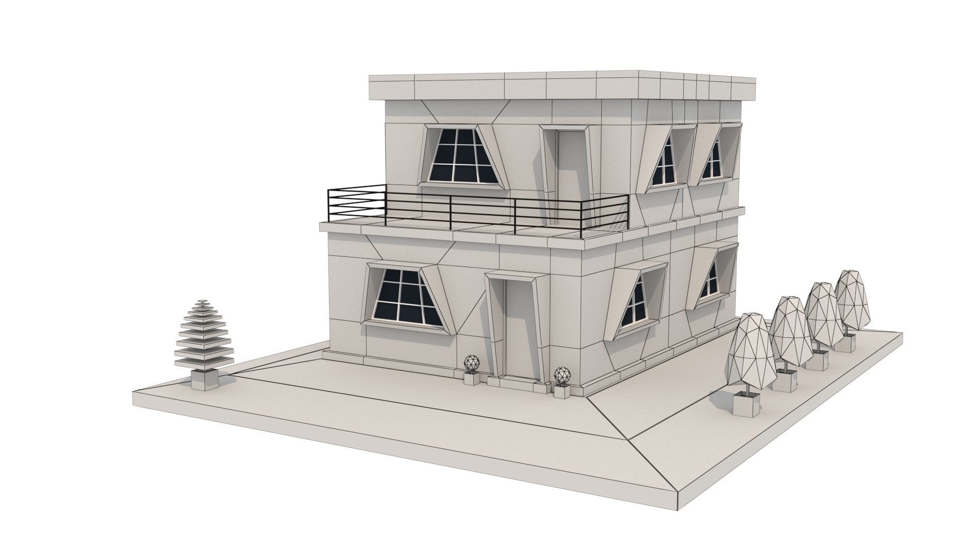  Modern House 06 Low-poly 3D model_7