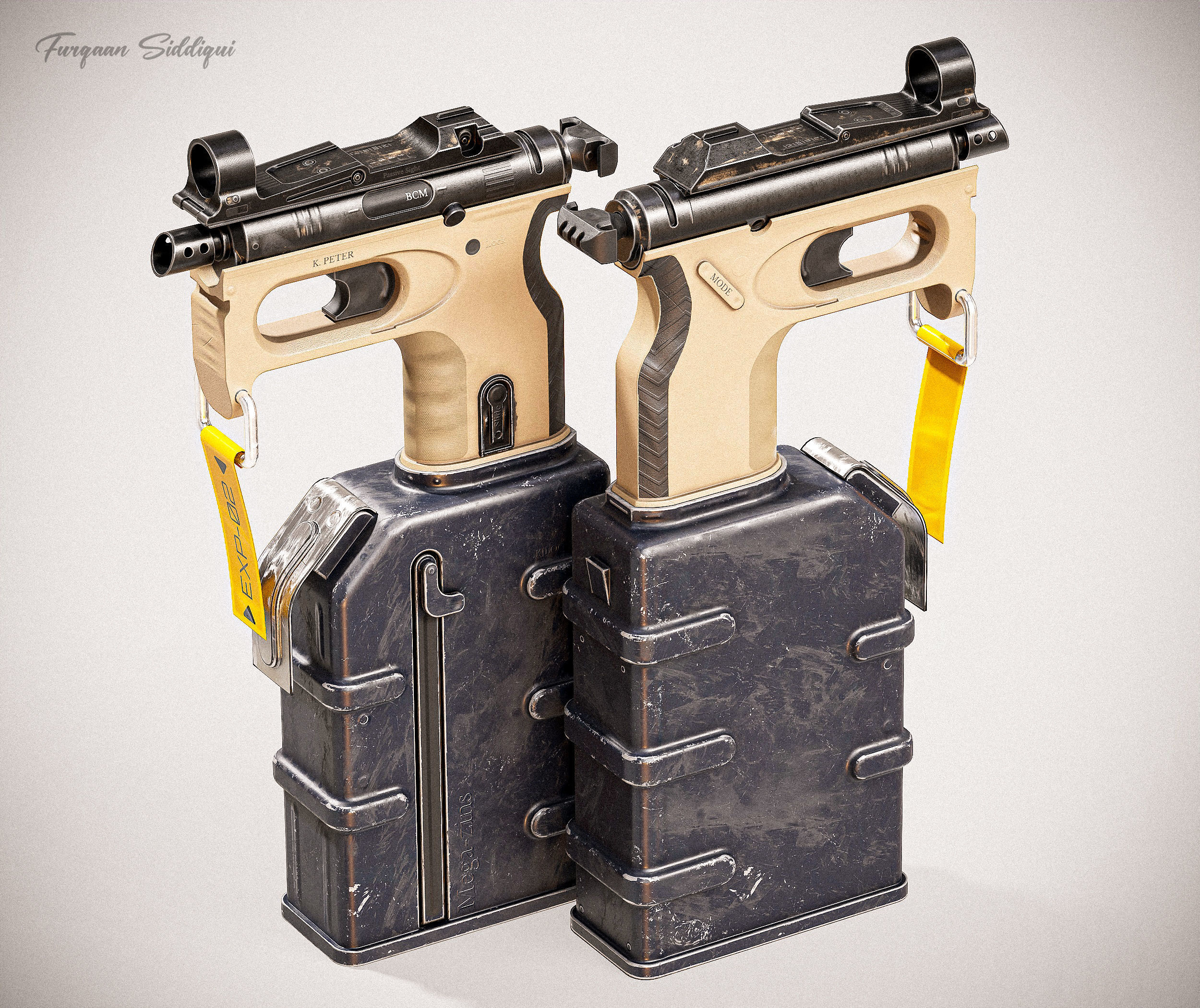 Sci-fi PBR SMG Low-poly 3D model_6