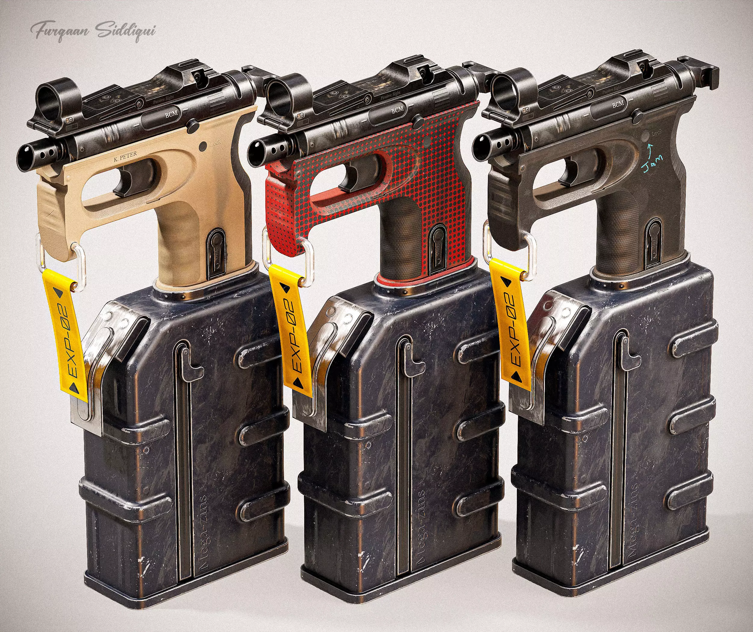 Sci-fi PBR SMG Low-poly 3D model_0