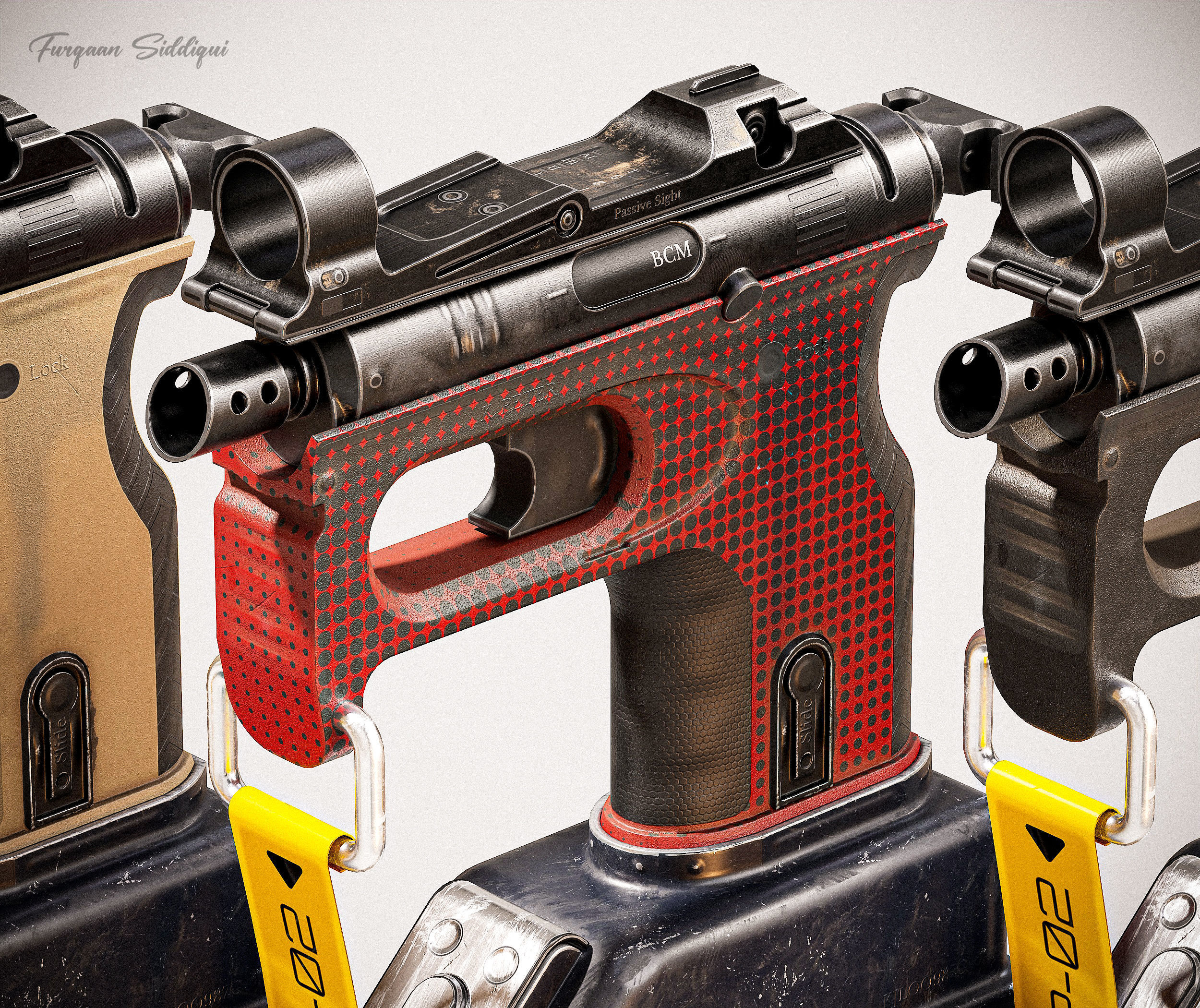 Sci-fi PBR SMG Low-poly 3D model_9